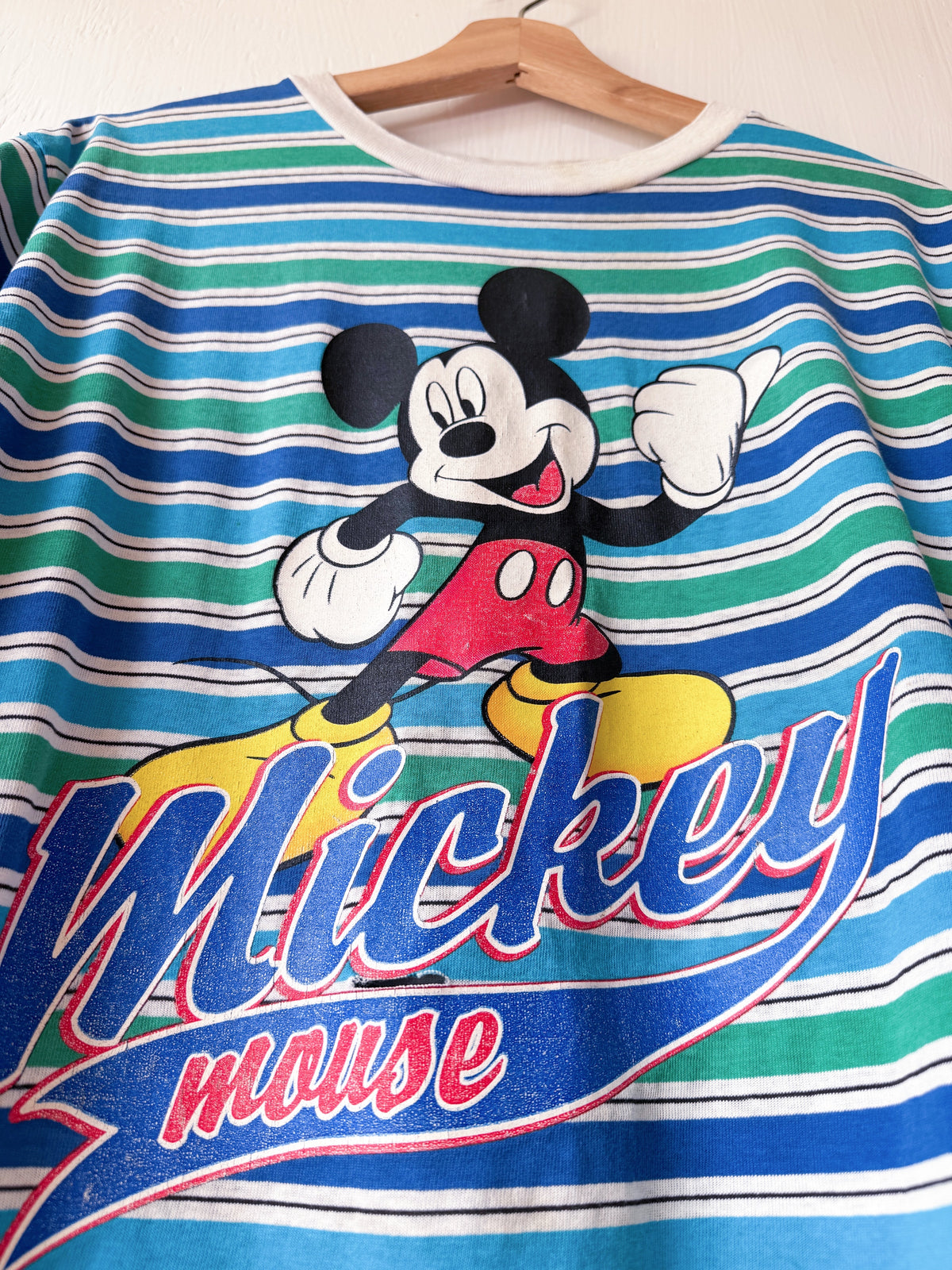 Mickey Striped Boxy Tee - L