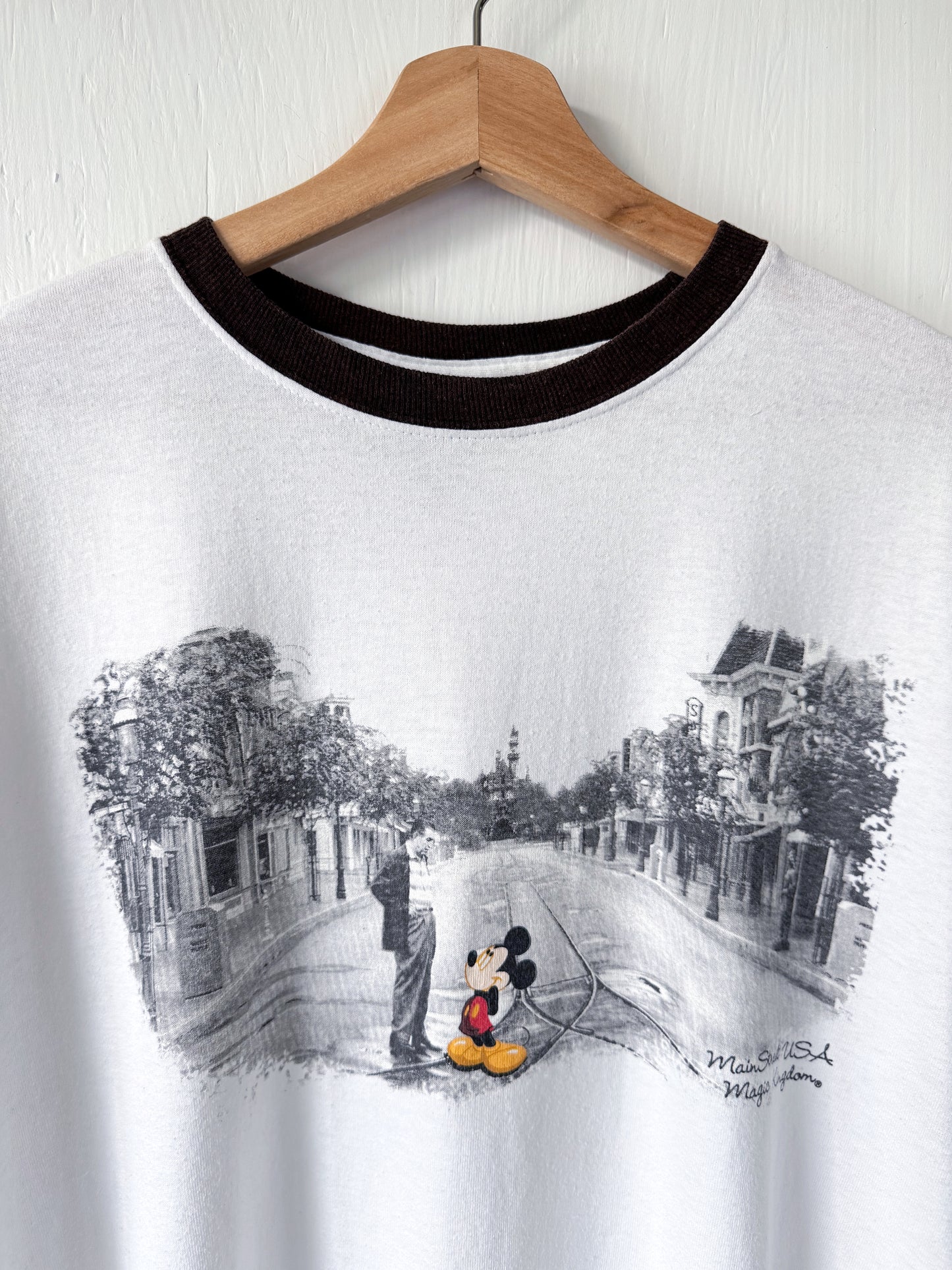 VINTAGE Walt + Mickey Main St Ringer Tee - XL