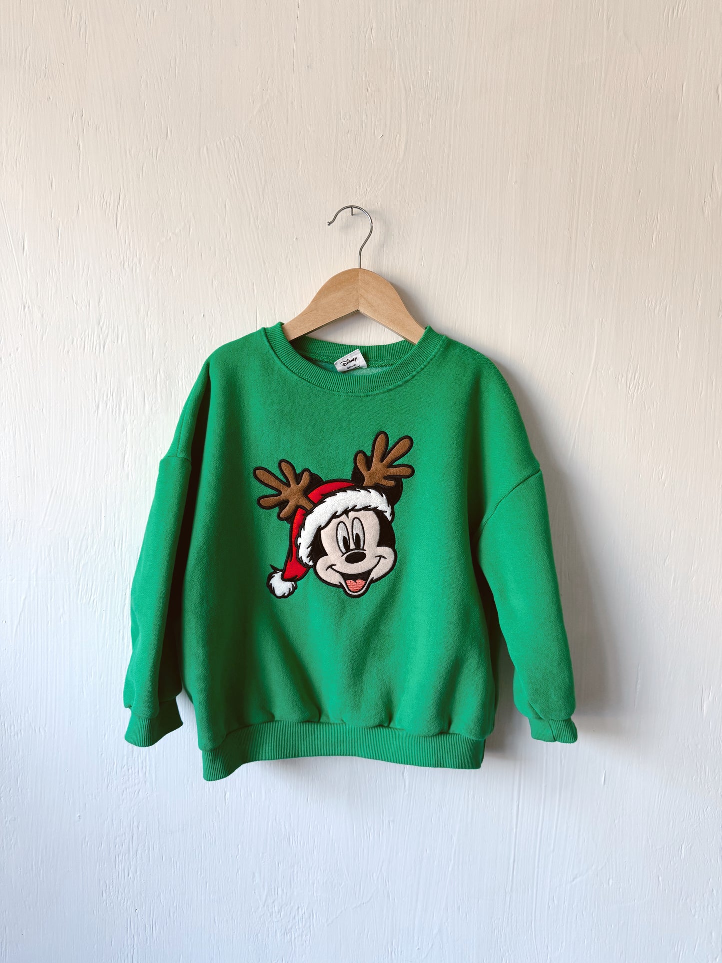 Green Reindeer Mickey Crewneck - 4/5T