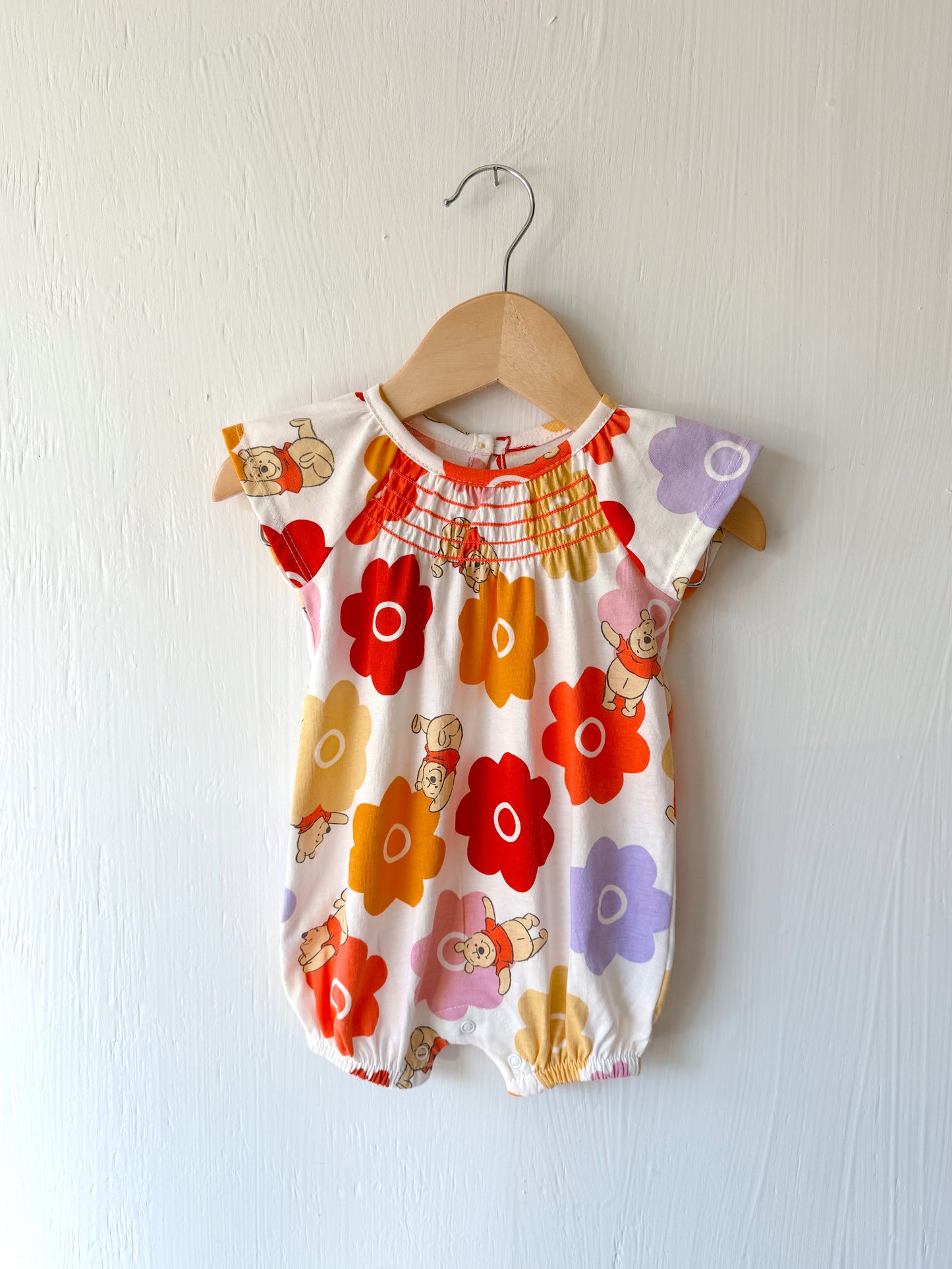 Pooh Floral Flutter Sleeve Onesie - 0/3M