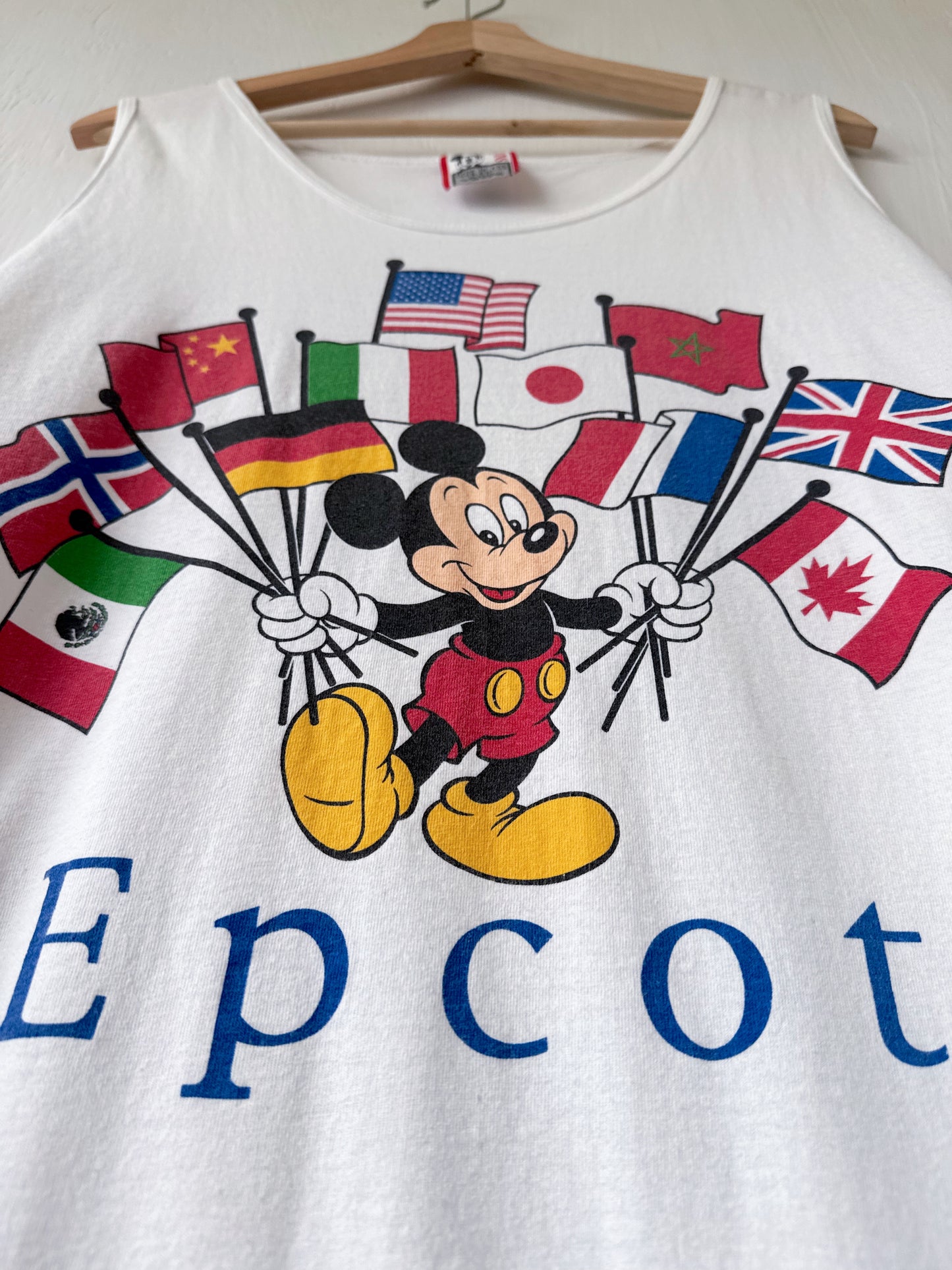 VINTAGE Mickey Epcot Flags Tank - XL
