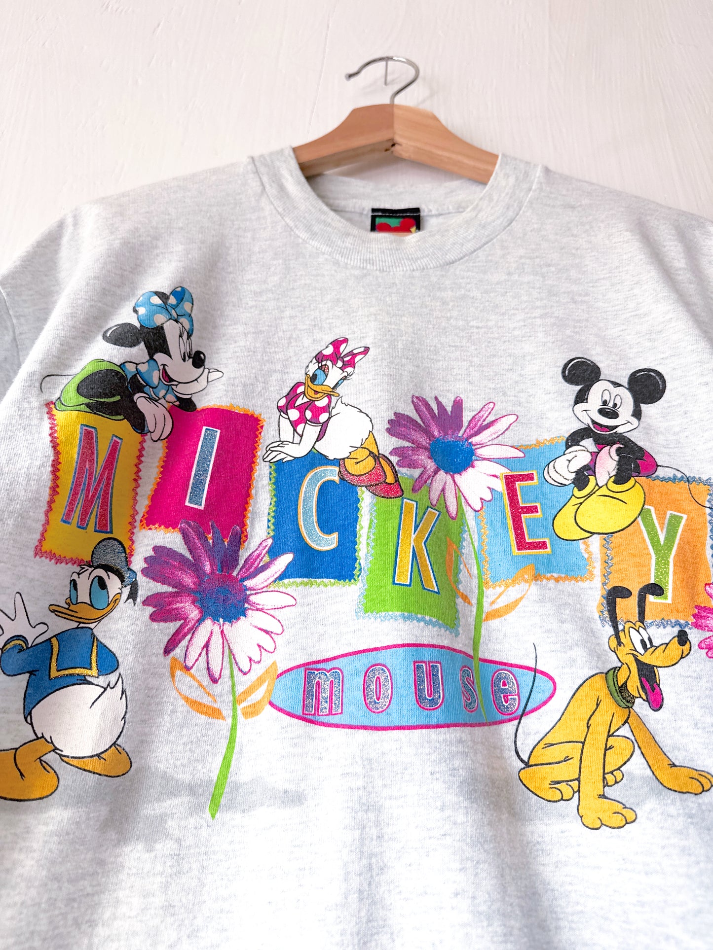 VINTAGE 90’s Mickey + Friends Sparkly Flower Tee - XL