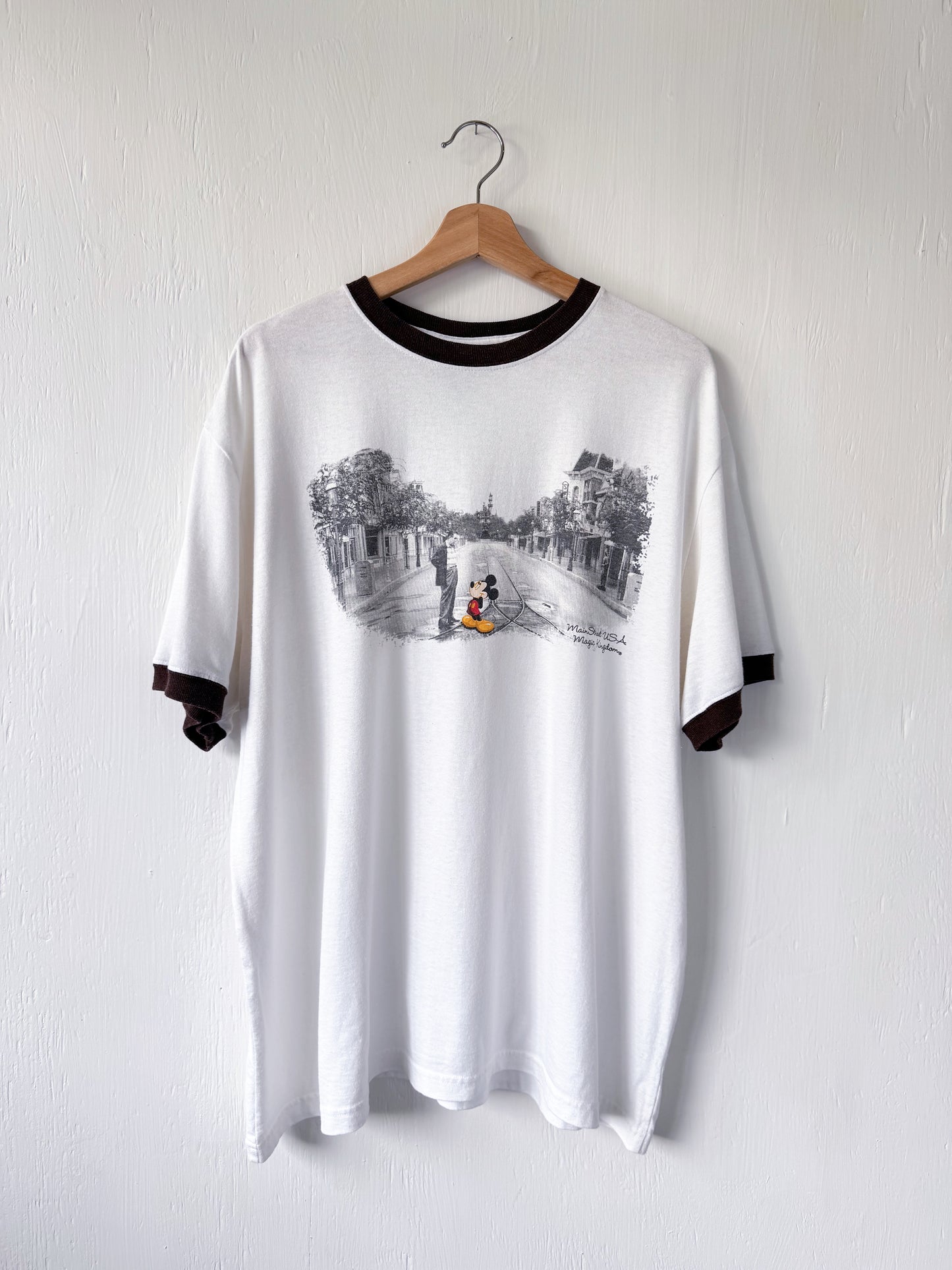 VINTAGE Walt + Mickey Main St Ringer Tee - XL