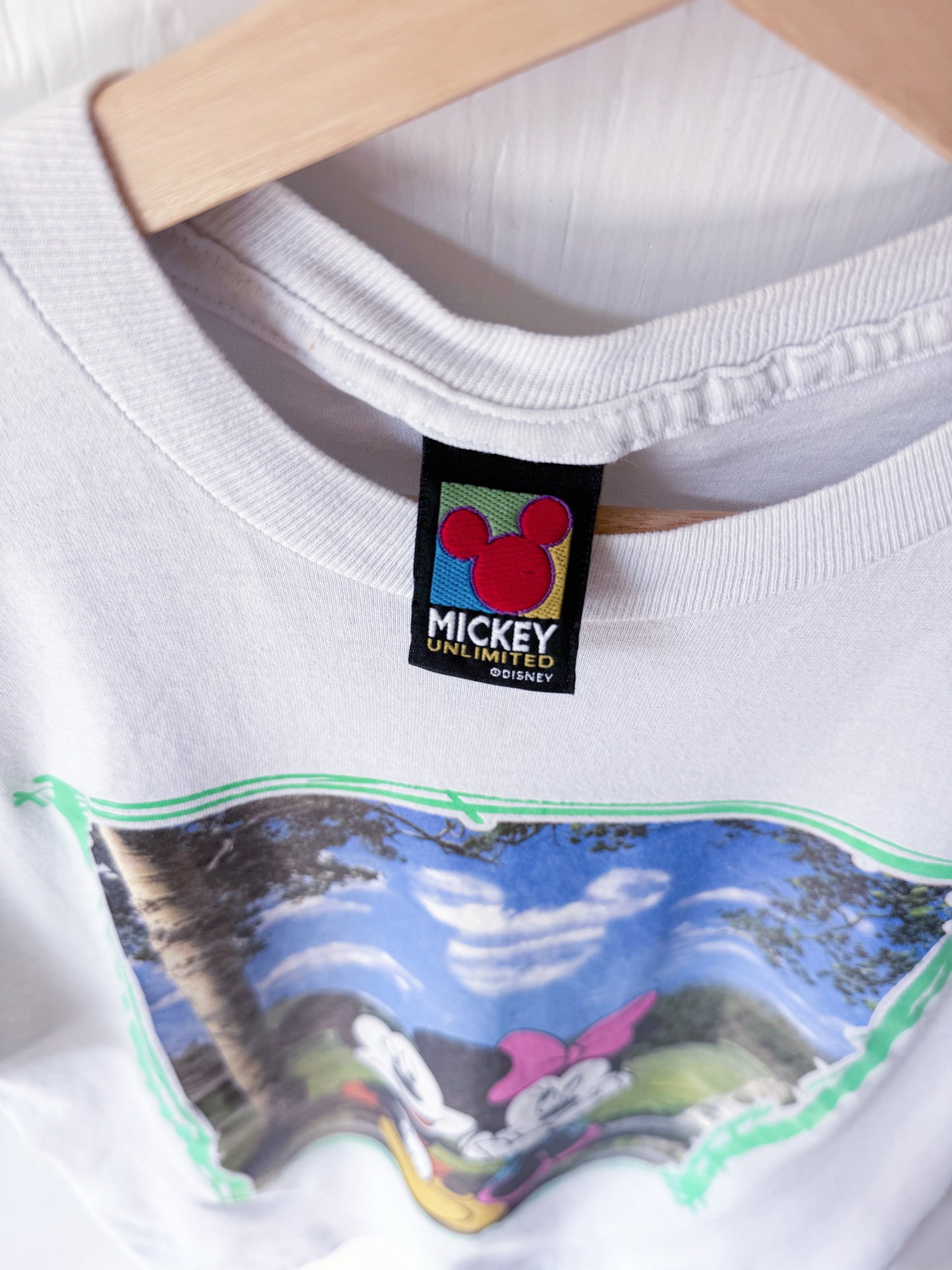 VINTAGE 90’s Mickey + Minnie Blue Sky Tee - M