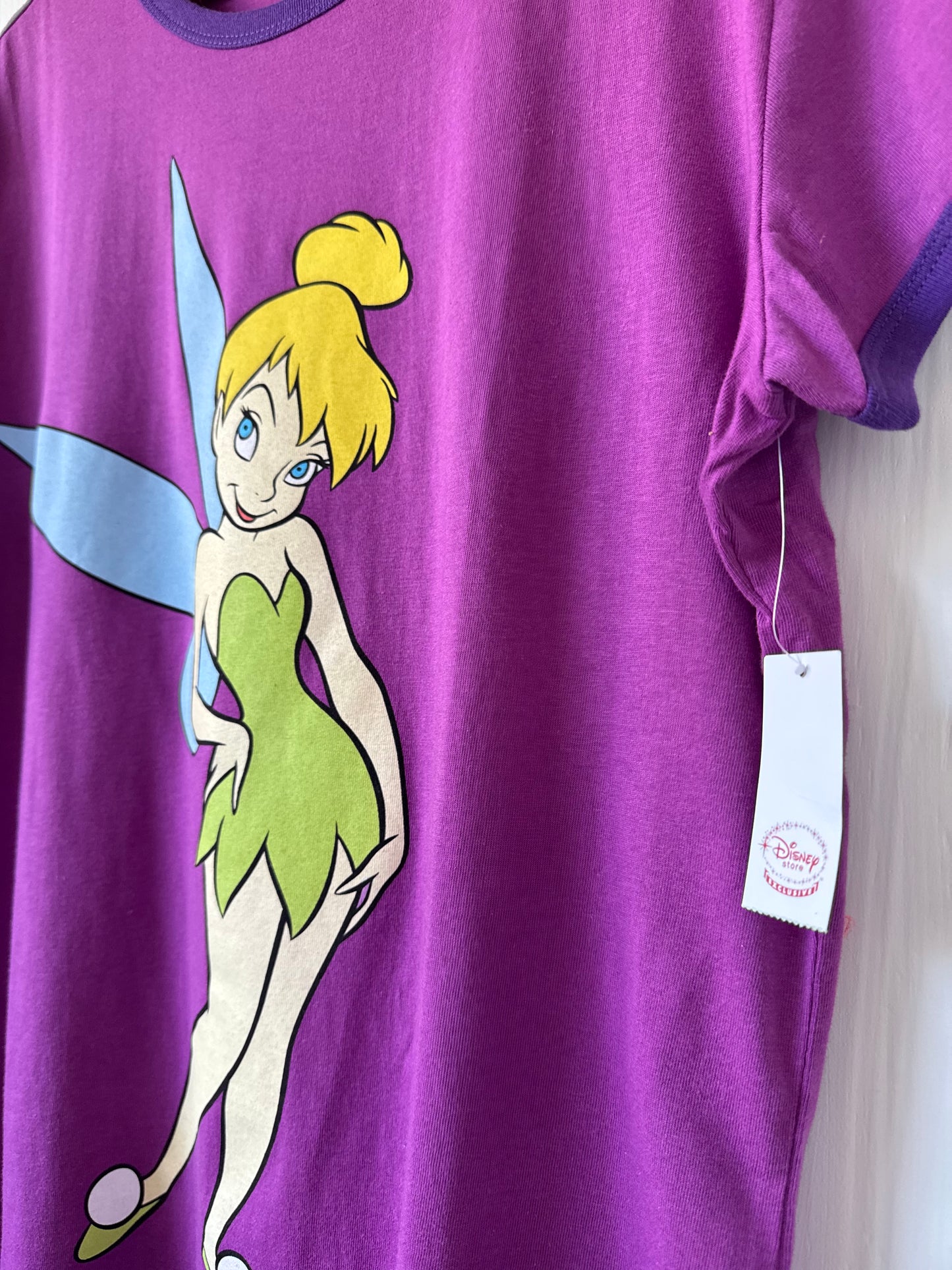 VINTAGE Disney Store Tinkerbell Ringer Tee - L