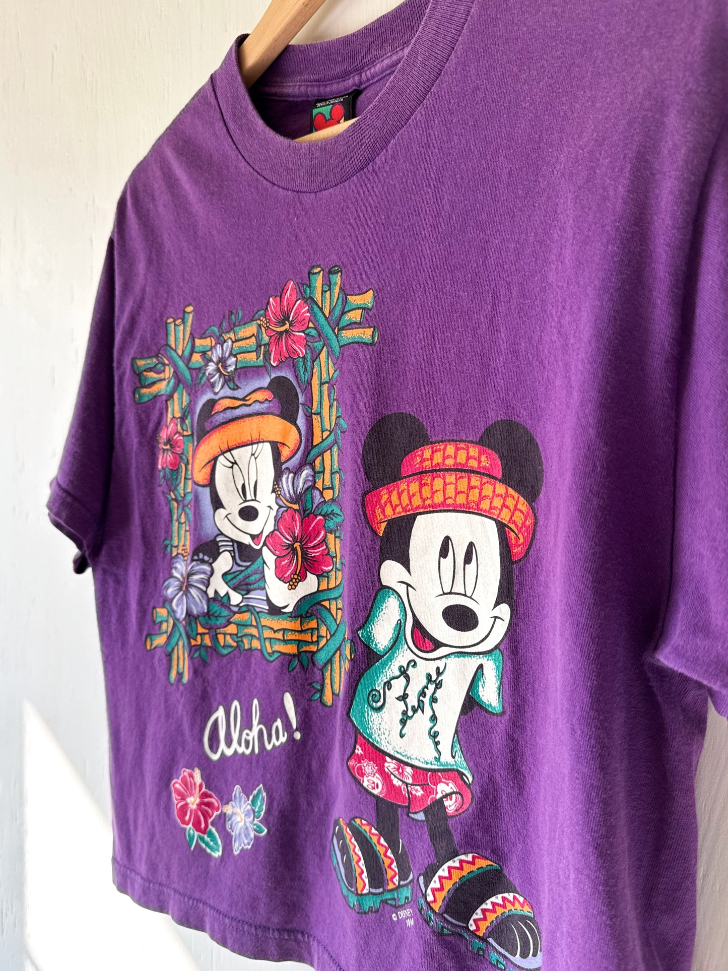 VINTAGE 90’s Aloha Mickey Minnie Tee - S (oversized)