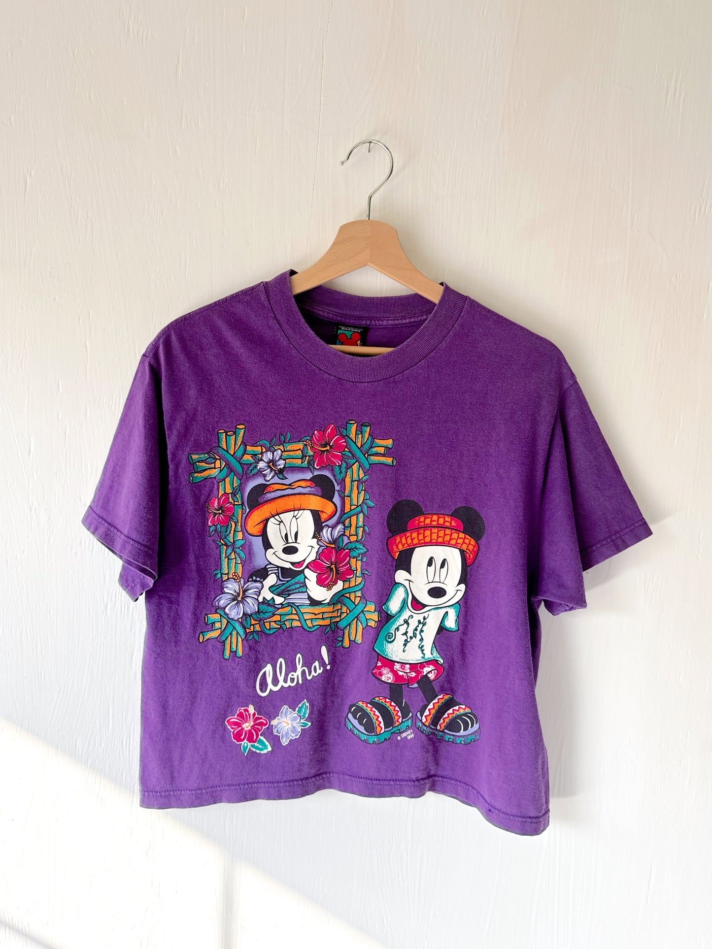 VINTAGE 90’s Aloha Mickey Minnie Tee - S (oversized)