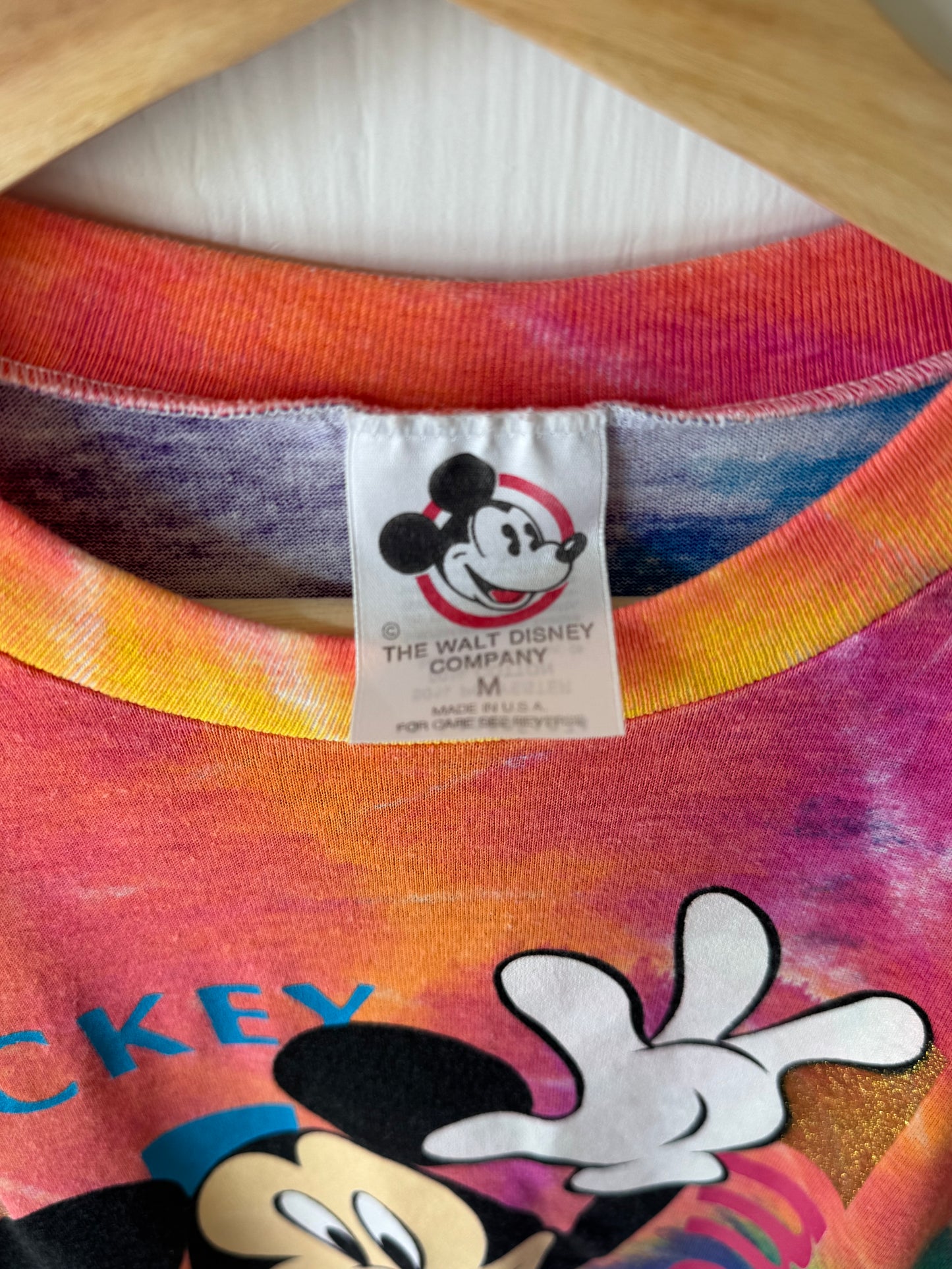 VINTAGE 90’s Tie Dye Shimmer Mickey Tee - M