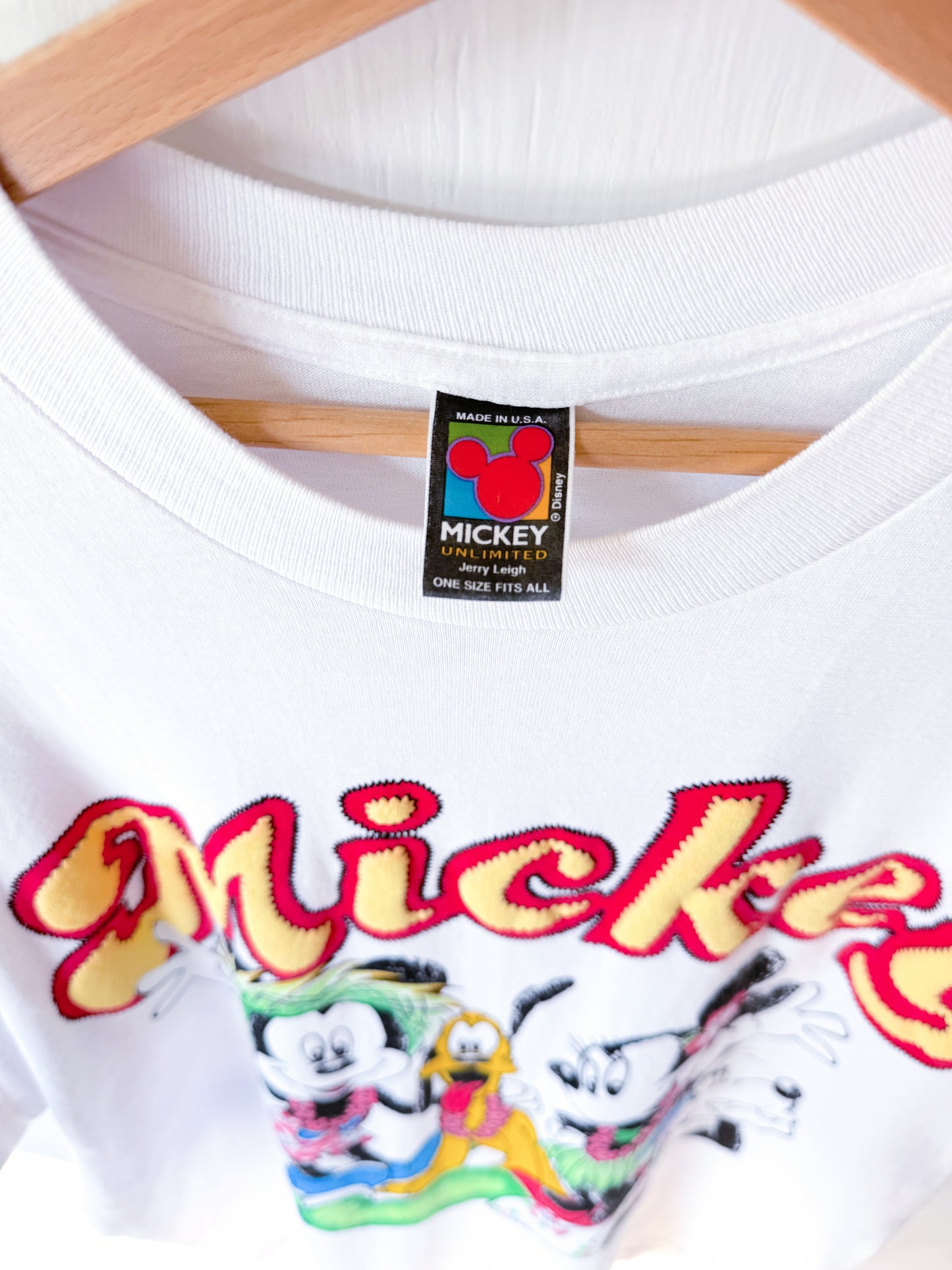 VINTAGE 90’s Tropical Mickey Bubble Letter Tee - XL/1X