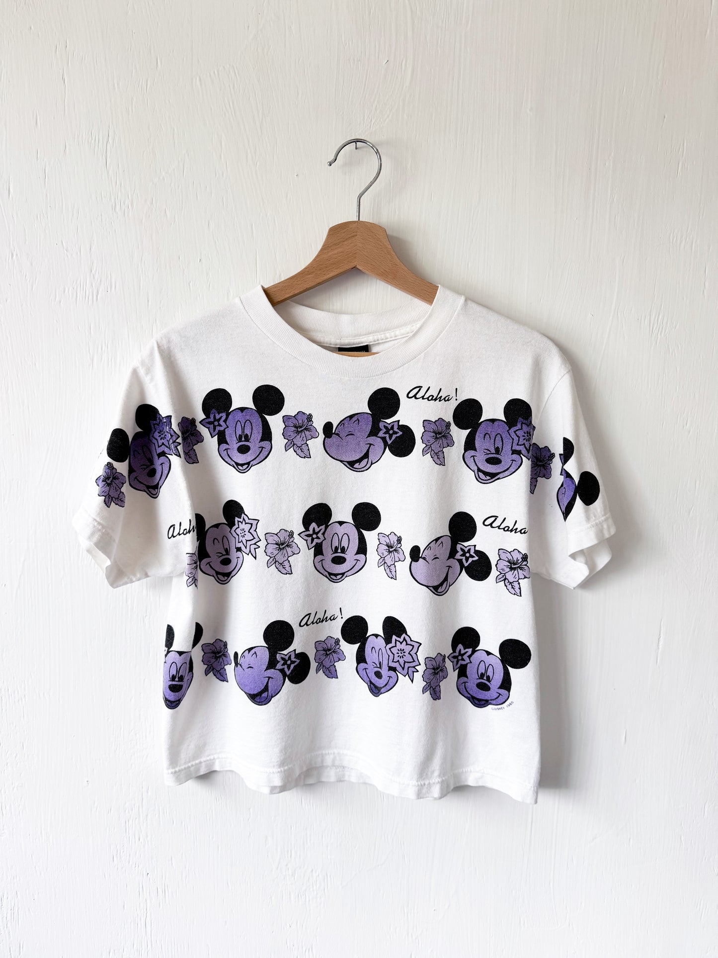 VINTAGE 90’s Hawaiin Mickey Cropped Tee - S (oversized)