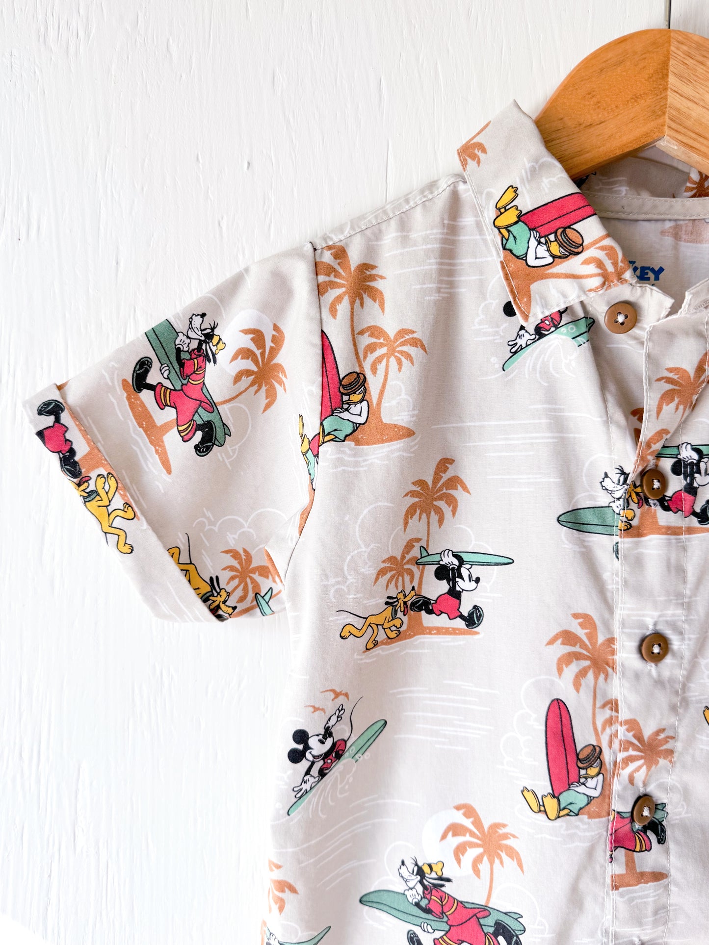 Tropical Mickey + Boys Button Down - 3T