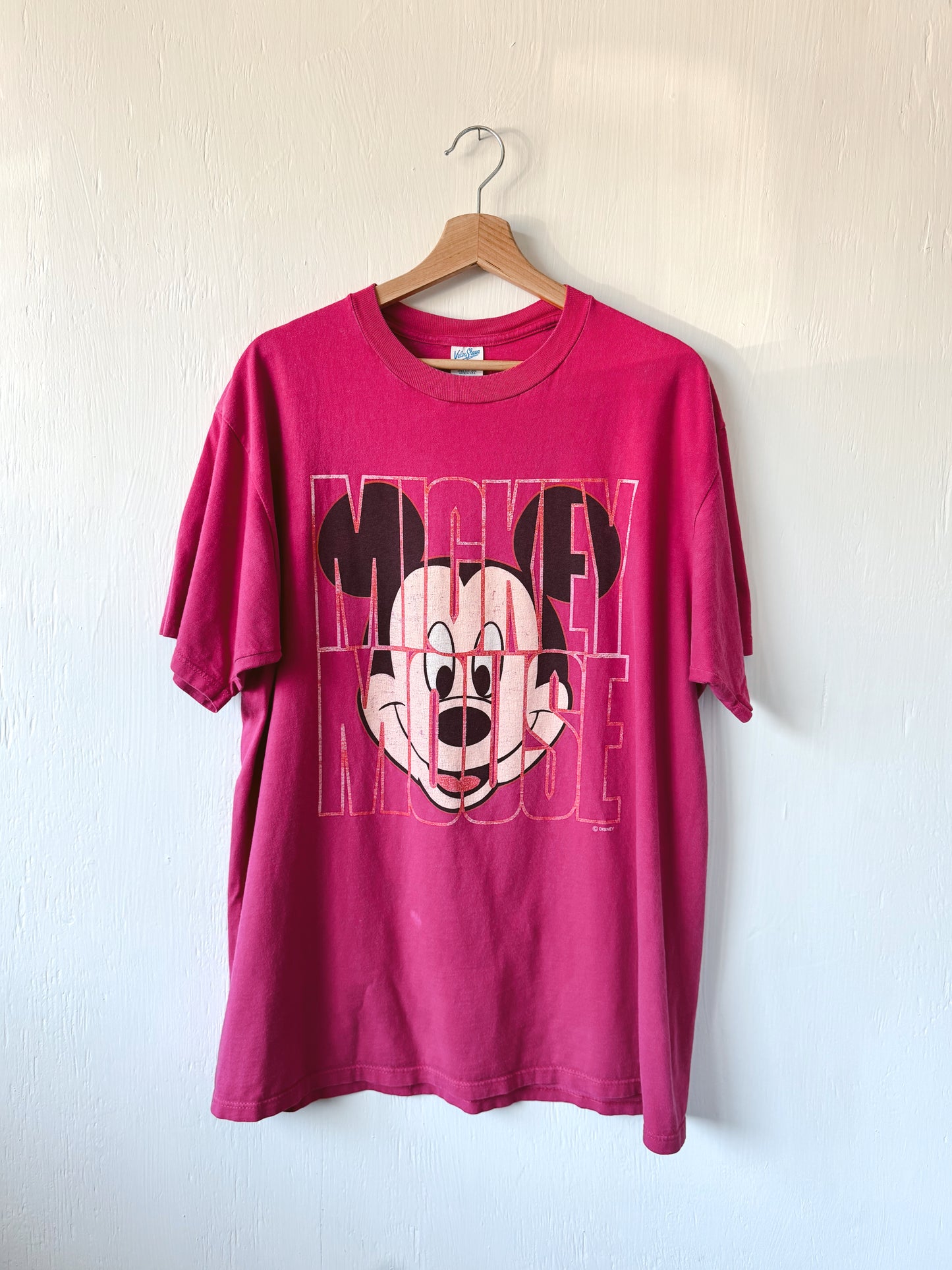 VINTAGE 90’s Velva Sheen Pink Big Mickey Tee - XL