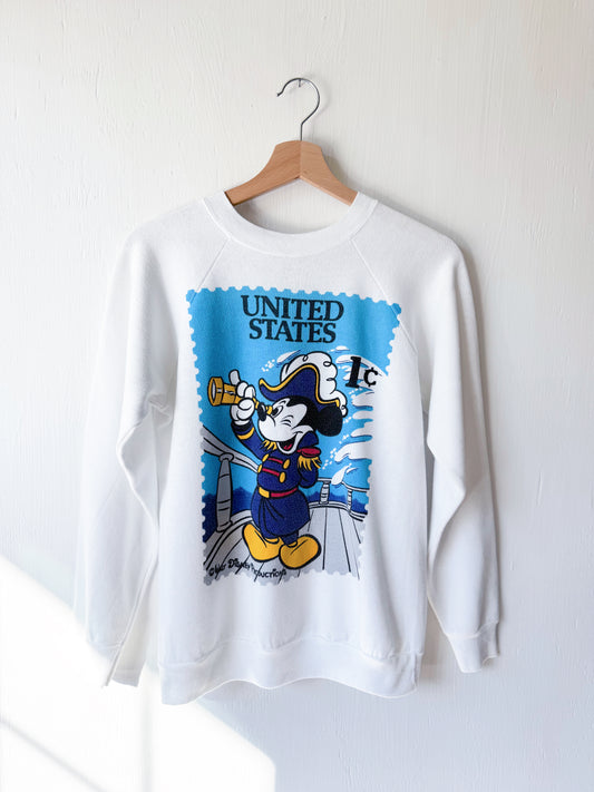 VINTAGE Rare 80’s Captain Mickey Stamp Crewneck - S/M