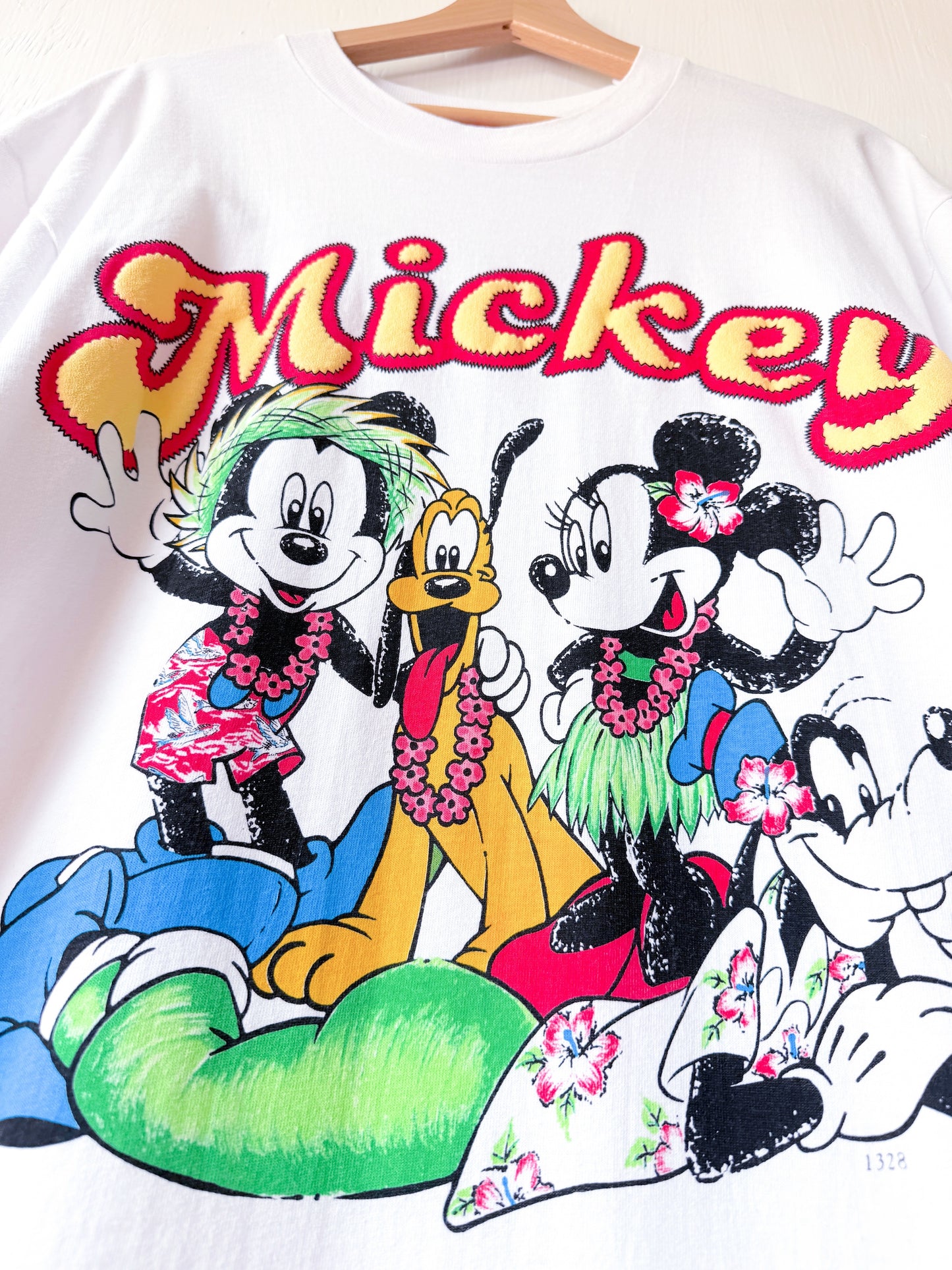 VINTAGE 90’s Tropical Mickey Bubble Letter Tee - XL/1X