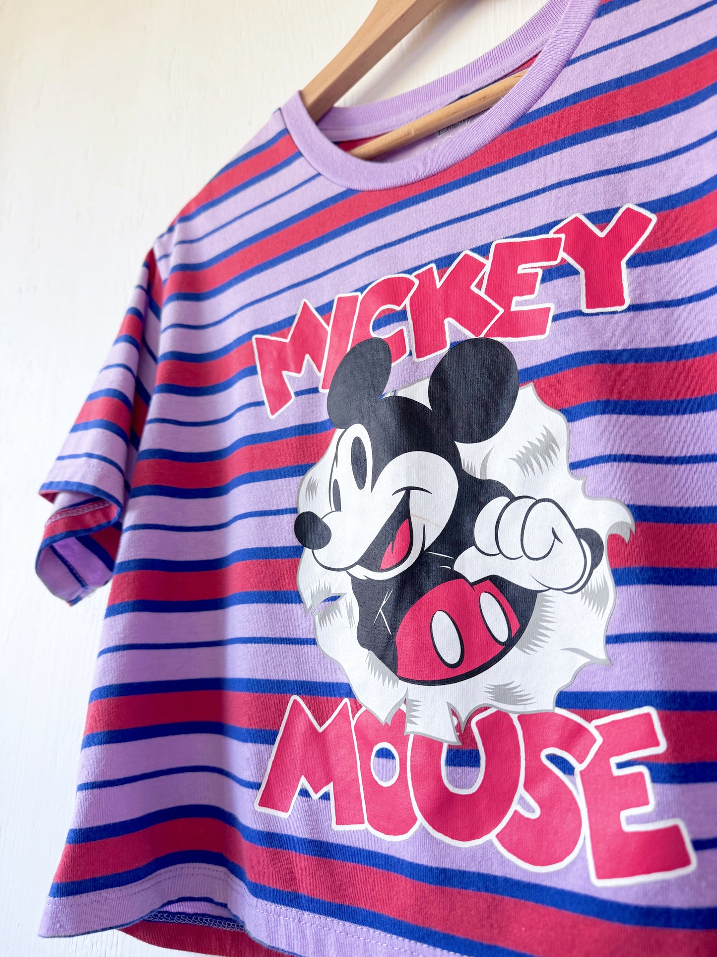 Striped Mickey Cropped Tee - M