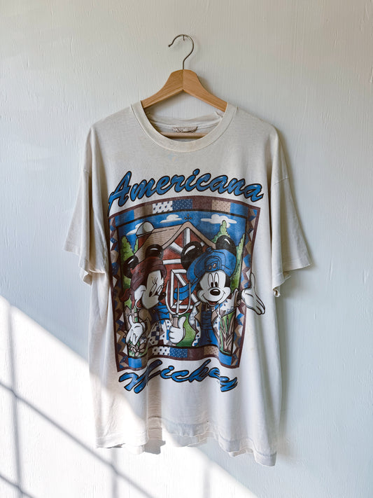 VINTAGE Rare 90’s Americana Mickey Tee - L/XL