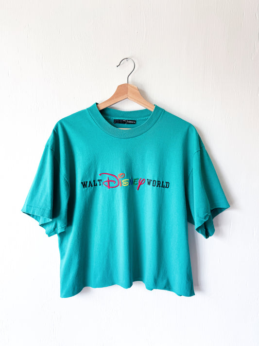 VINTAGE 00’s Embroidered WDW Cropped Tee - XL