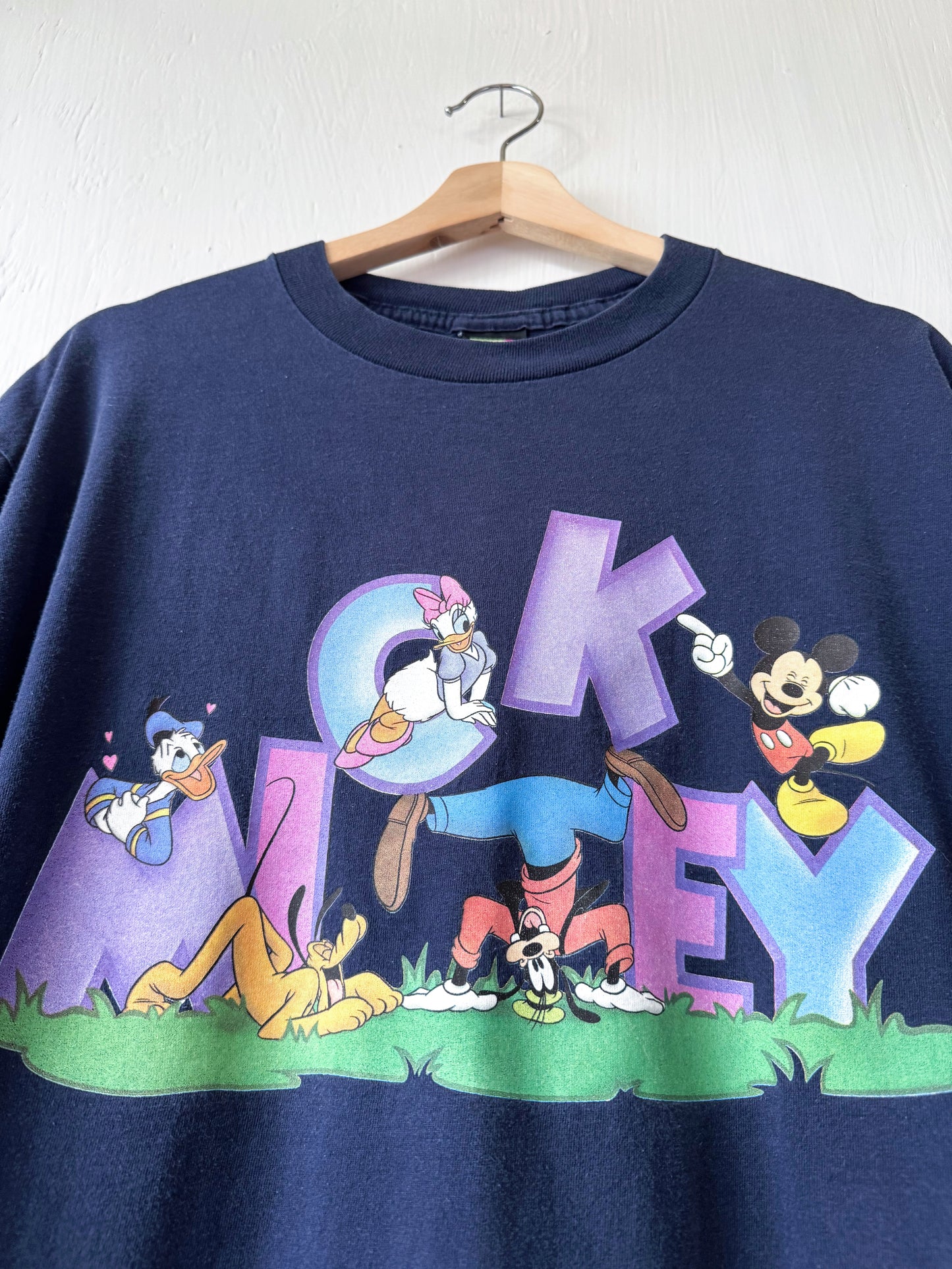 VINTAGE 90’s Mickey + Co Letters Tee - L