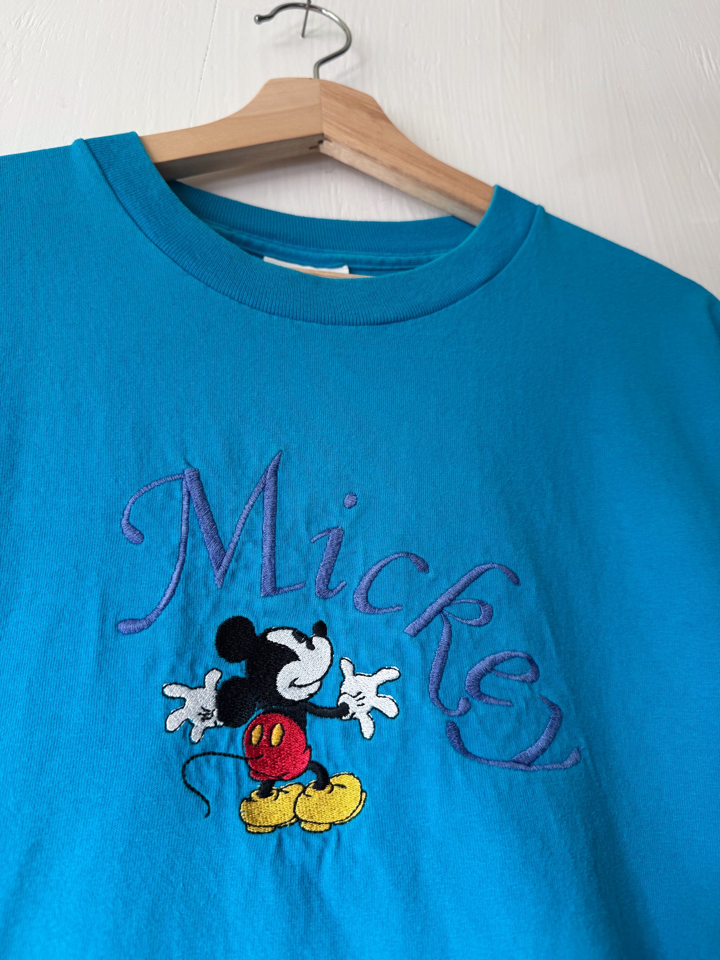 VINTAGE 90’s Embroidered Cropped Mickey Tee - XL