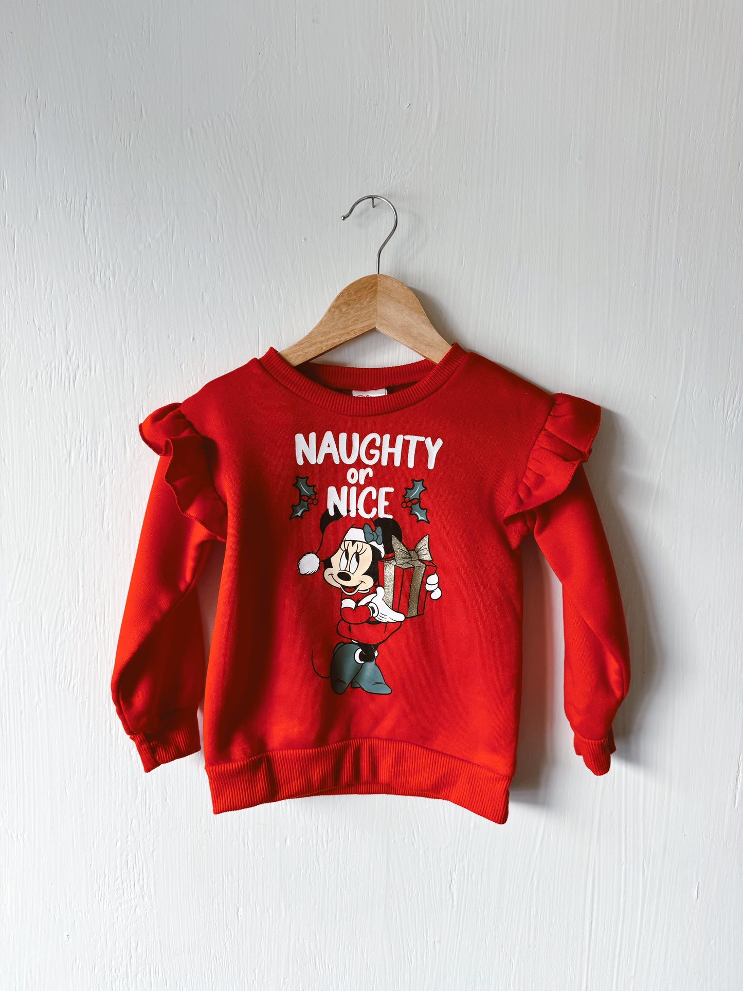 Minnie Festive Flutter Sleeve Crewneck - 3T