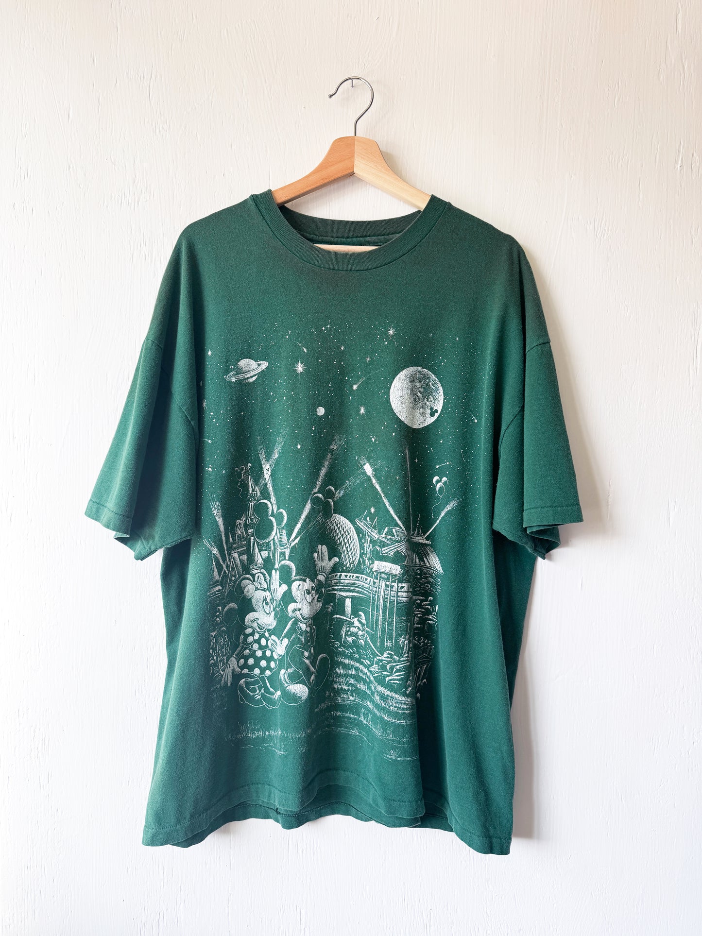 VINTAGE 90’s Mickey + Minnie Attractions Space Tee - XL