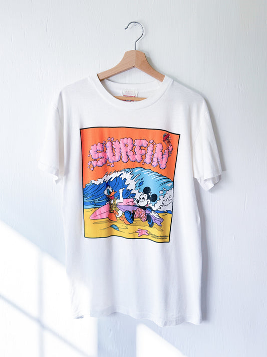 VINTAGE 80’s Rare Mickey + Donald Surfin’ Tee - M