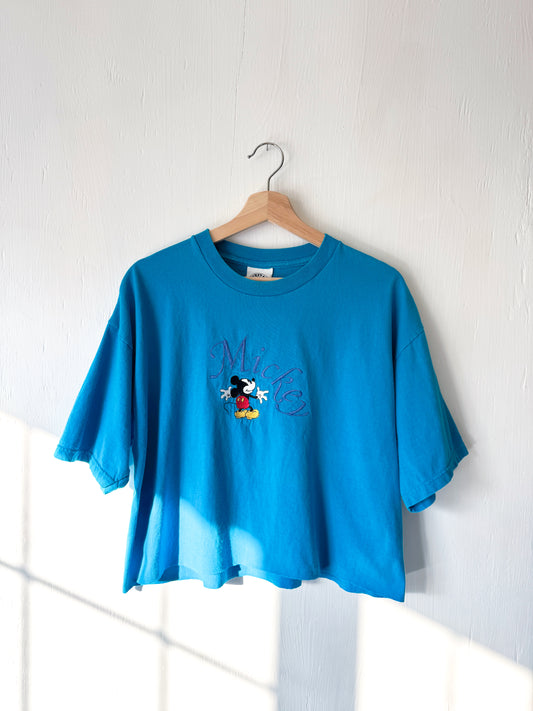 VINTAGE 90’s Embroidered Cropped Mickey Tee - XL