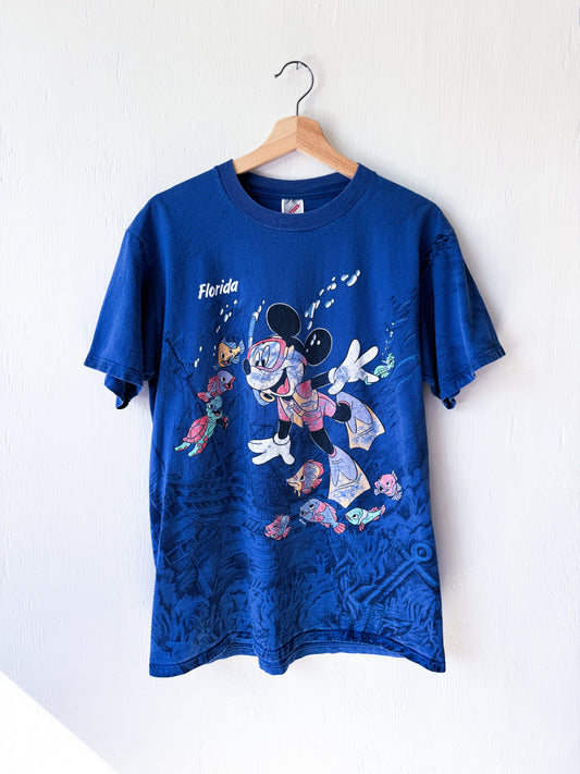 VINTAGE 90’s Scuba Mickey AOP Tee - L