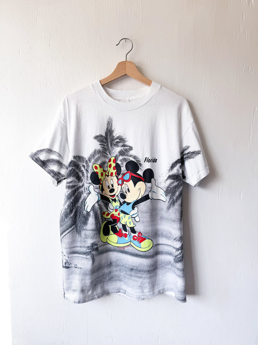 VINTAGE 90’s Minnie + Mickey Tropical Tee - L