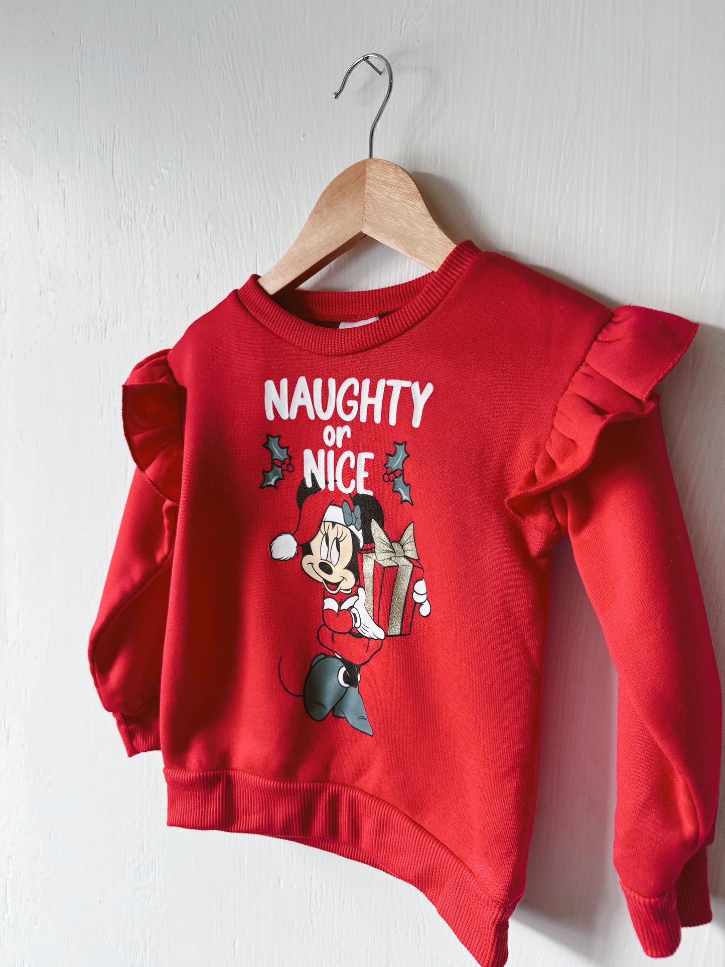 Minnie Festive Flutter Sleeve Crewneck - 3T