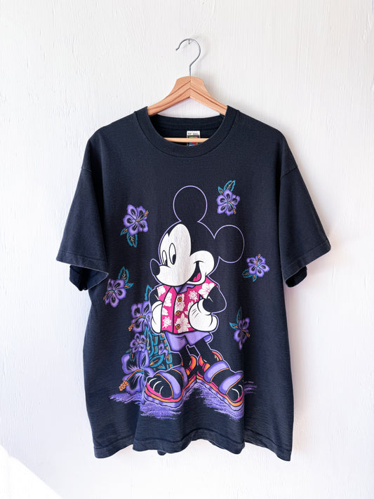 VINTAGE 90’s Hawaiian Flower Mickey Tee - XL/1X