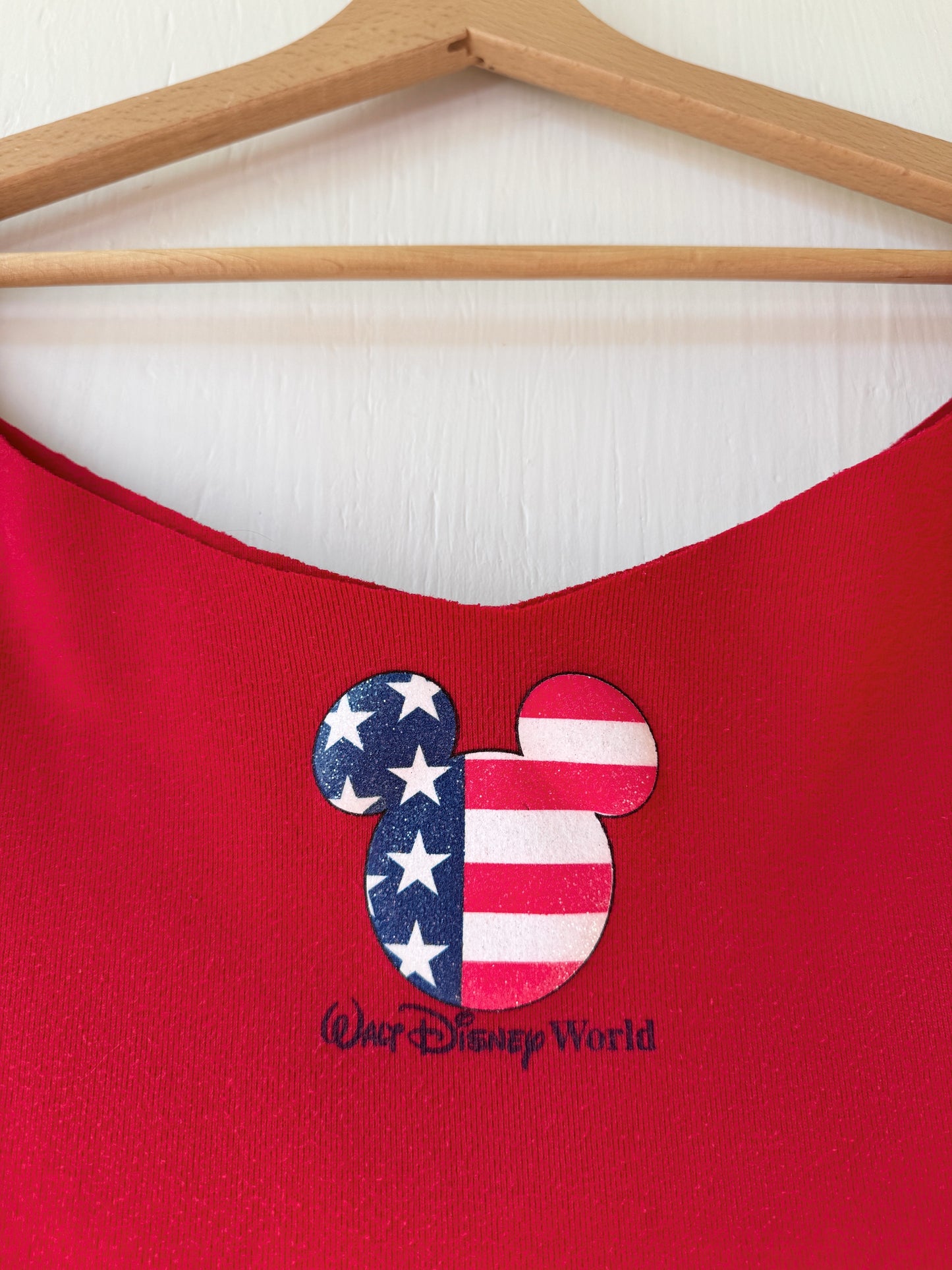 VINTAGE 00’s USA Shimmer Mickey Ears Boatneck Tee - L