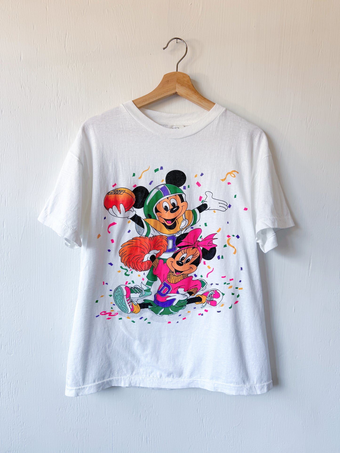 VINTAGE 80’s Mickey Minnie Football Cheerleader Tee - L