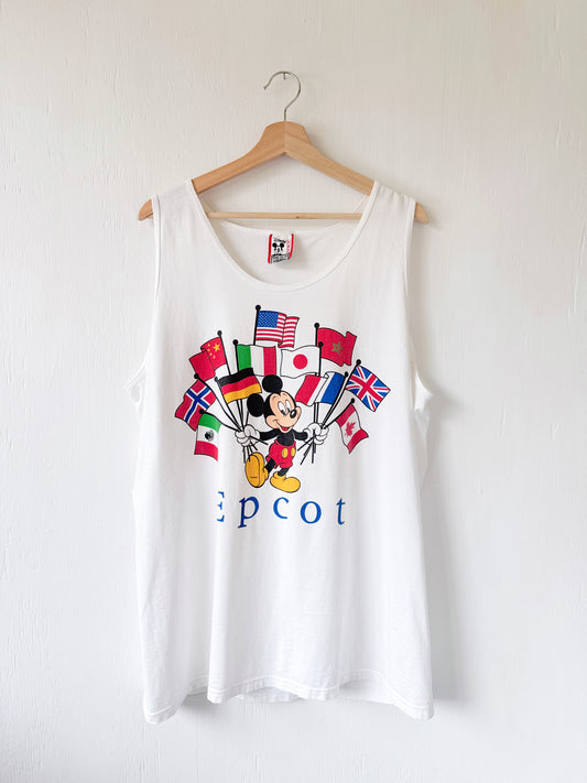 VINTAGE Mickey Epcot Flags Tank - XL