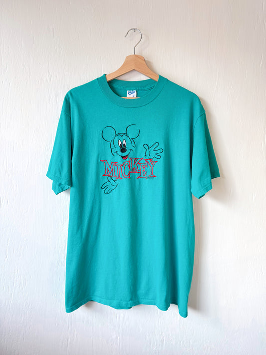 VINTAGE 90’s Embroidered Mickey Tee - L