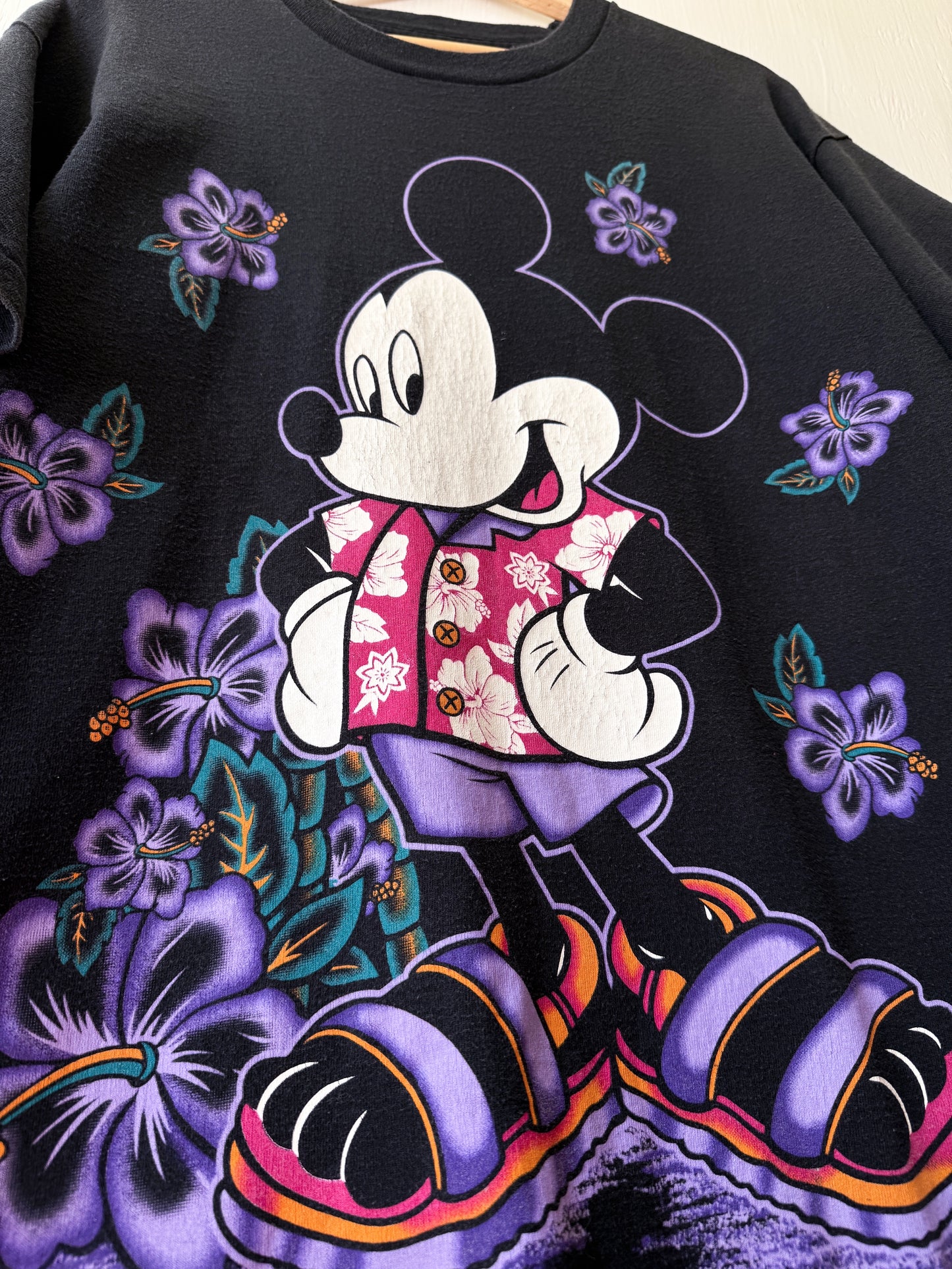 VINTAGE 90’s Hawaiian Flower Mickey Tee - XL/1X