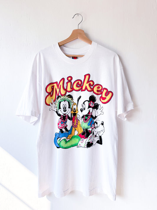 VINTAGE 90’s Tropical Mickey Bubble Letter Tee - XL/1X