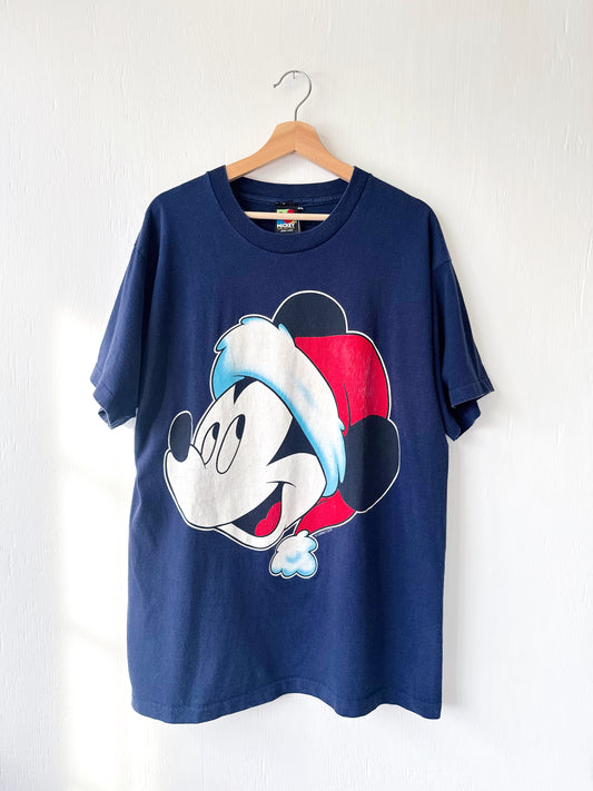 VINTAGE 90’s Rare Big Face Santa Mickey Tee - OS/2X