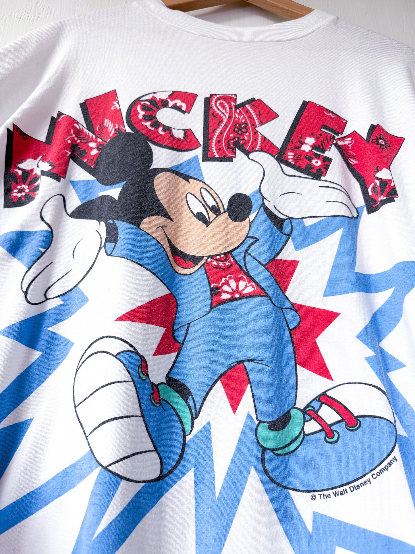 VINTAGE 90’s Bandana Motif Single Stitch Mickey Tee - 2X