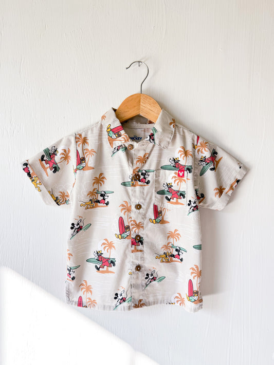 Tropical Mickey + Boys Button Down - 3T