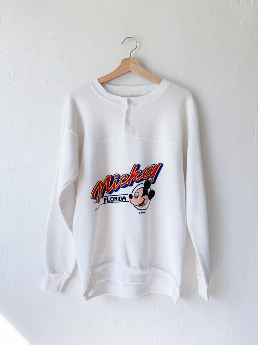 VINTAGE RARE 80’s FL Mickey Buttoned Crewneck - L