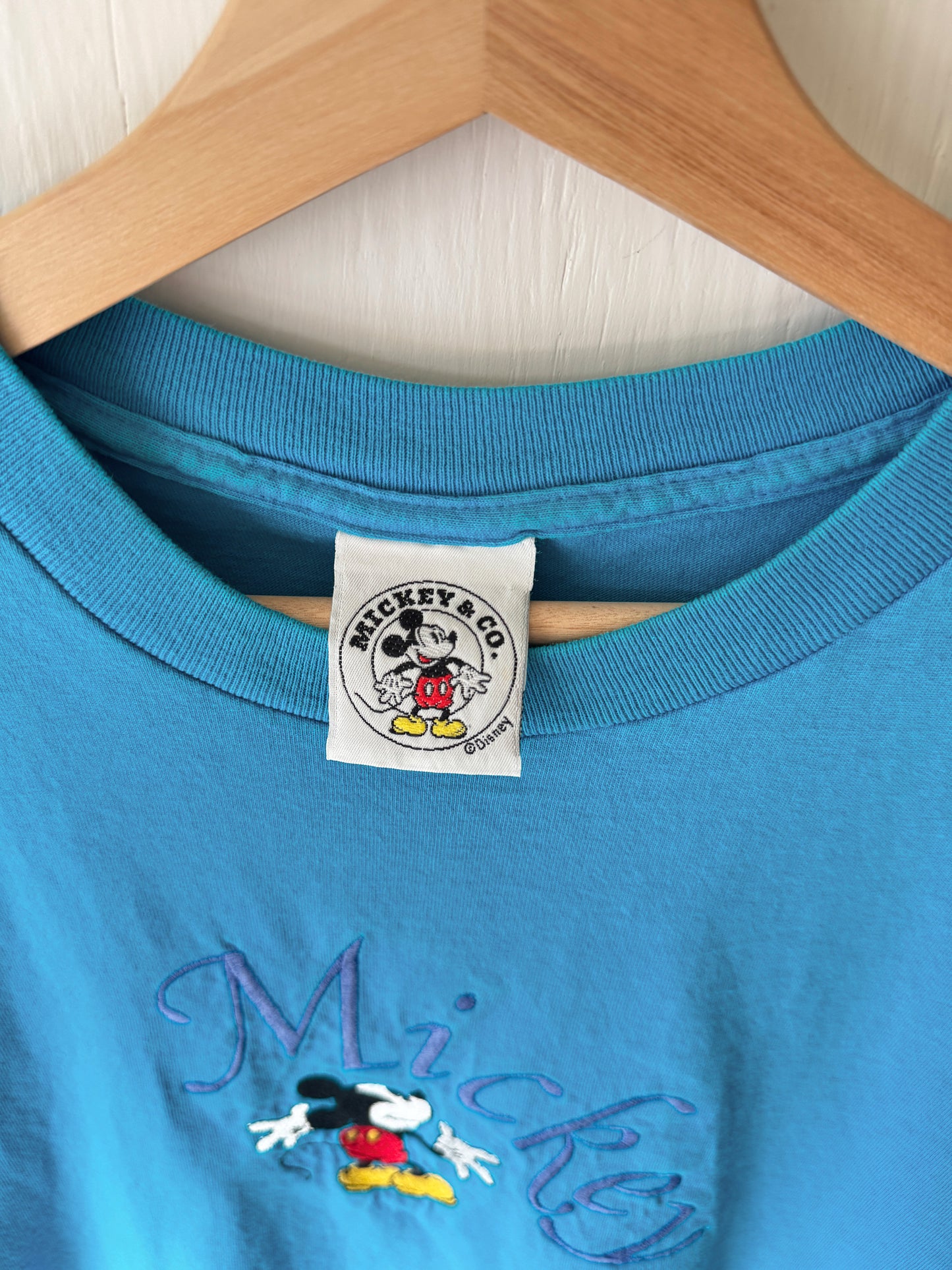 VINTAGE 90’s Embroidered Cropped Mickey Tee - XL
