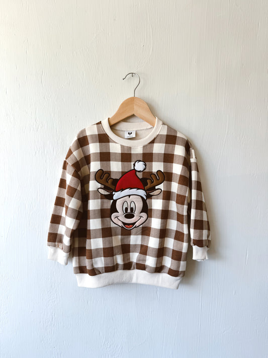 NEW Reindeer Mickey Gingham Crewneck - 3/5Y