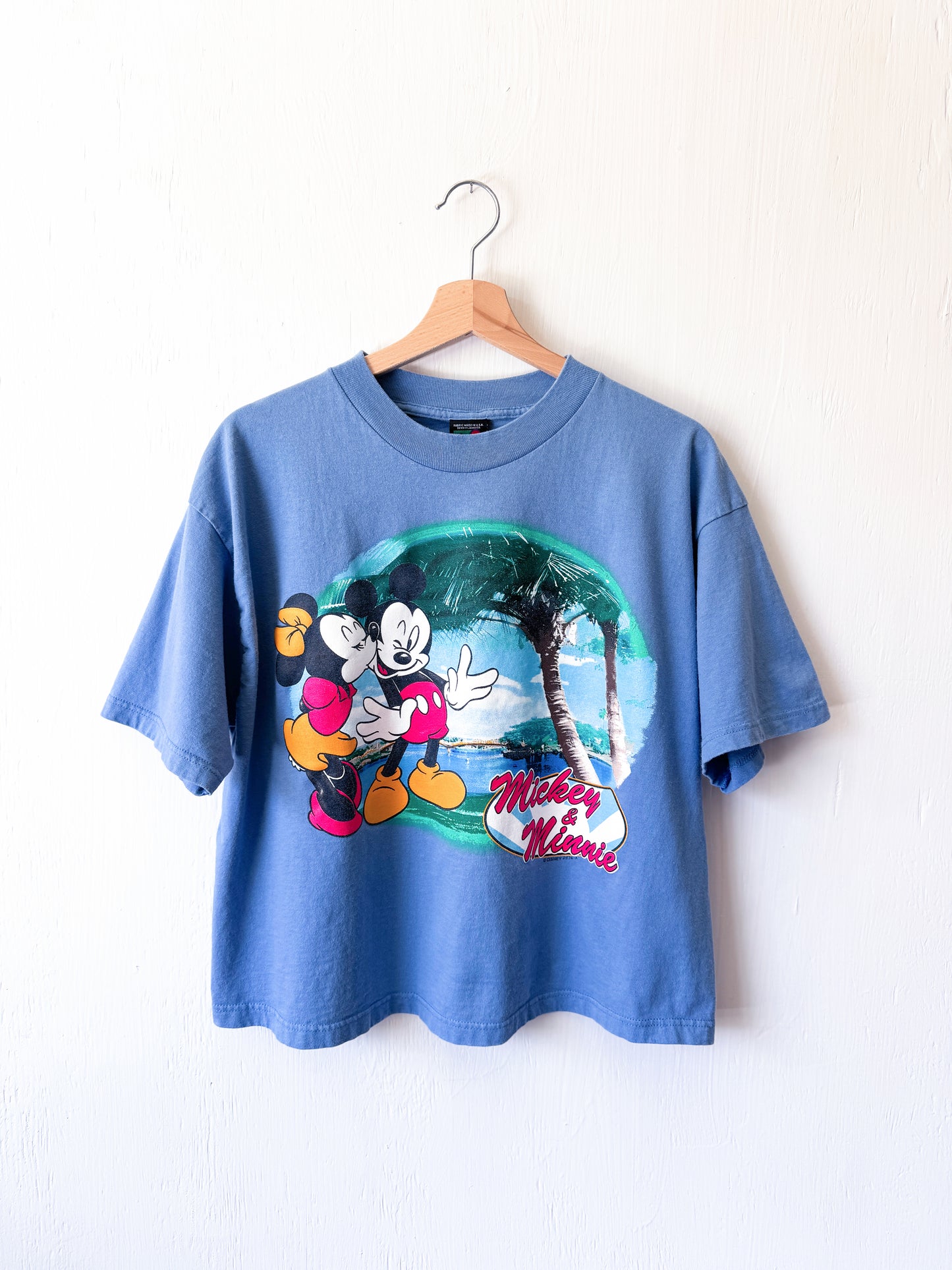 VINTAGE 90’s Tropical Mickey Minnie Boxy Tee - L