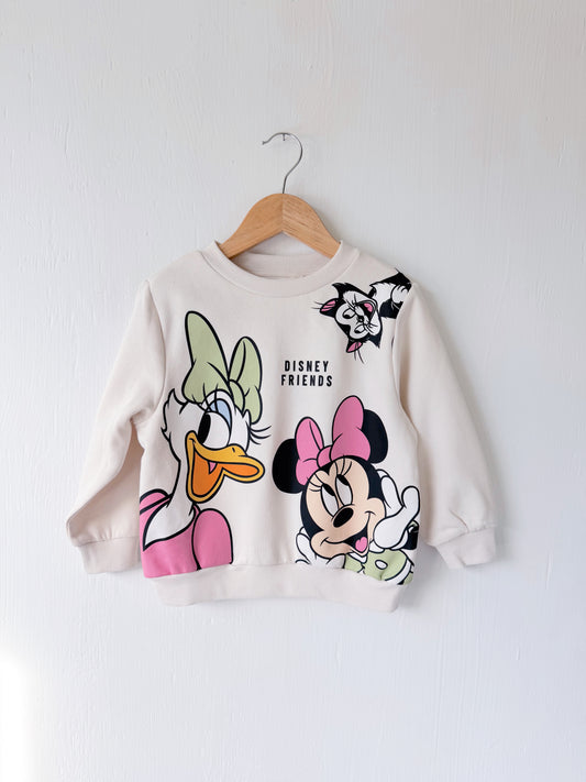 Neutral Disney Friends Character Crewneck - 3/4T