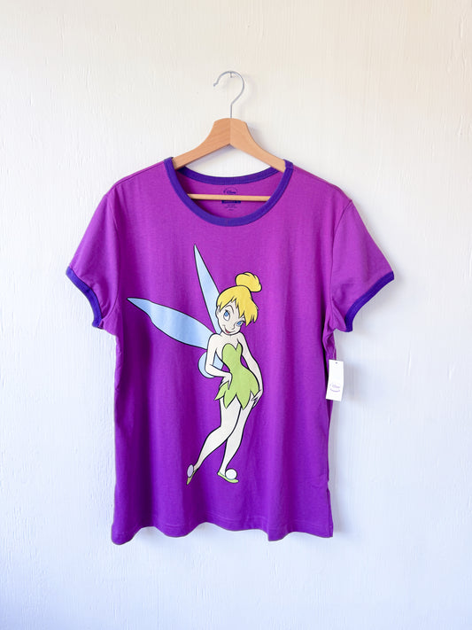 VINTAGE Disney Store Tinkerbell Ringer Tee - L