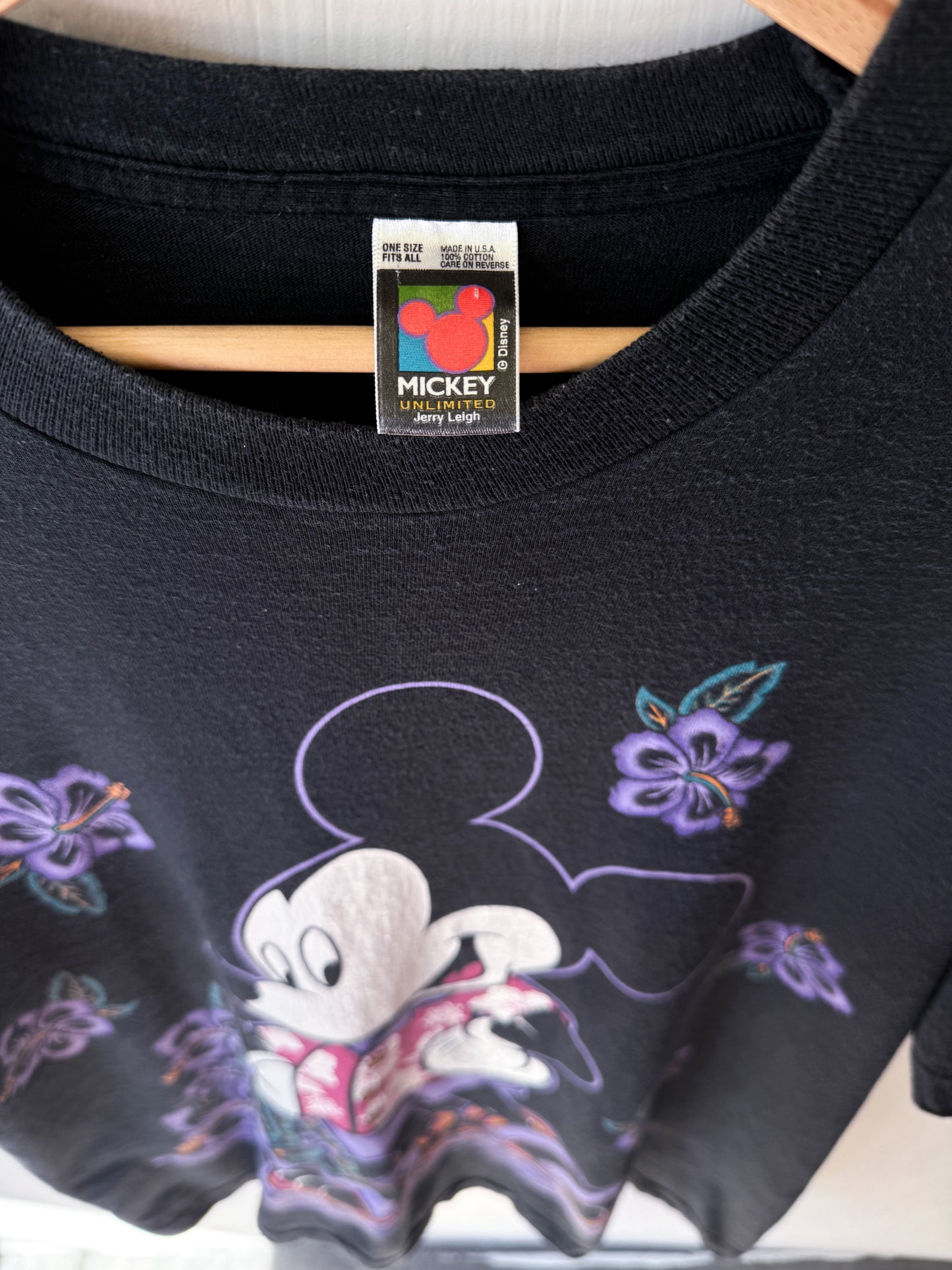 VINTAGE 90’s Hawaiian Flower Mickey Tee - XL/1X
