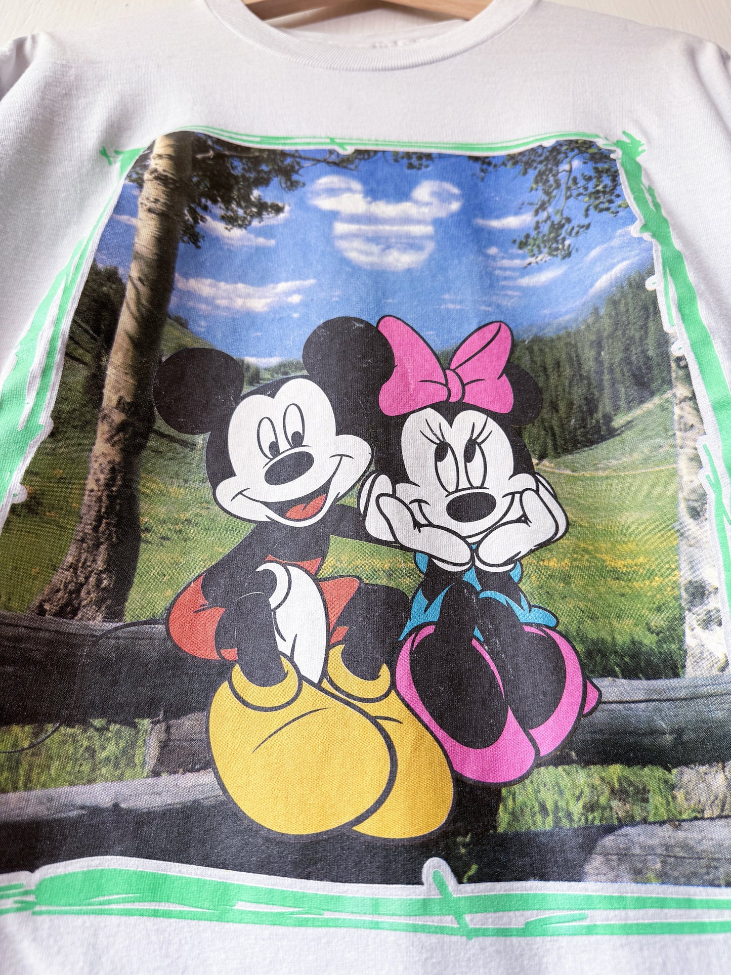 VINTAGE 90’s Mickey + Minnie Blue Sky Tee - M
