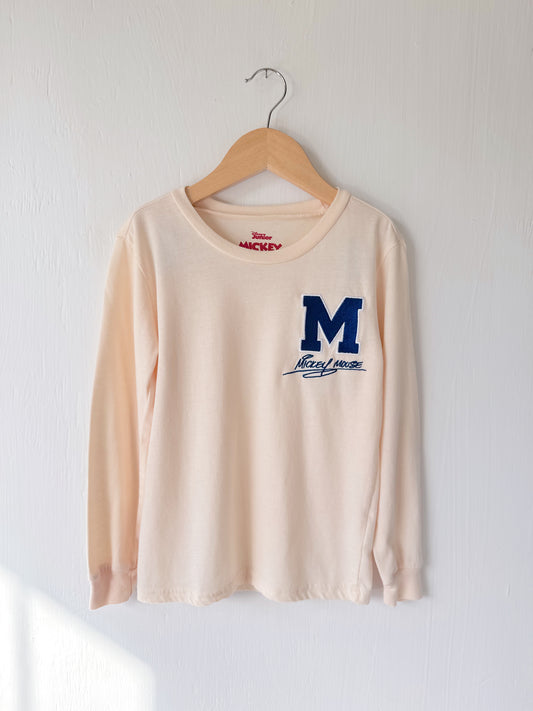 Neutral Embroidered LS Mickey Tee - Y6