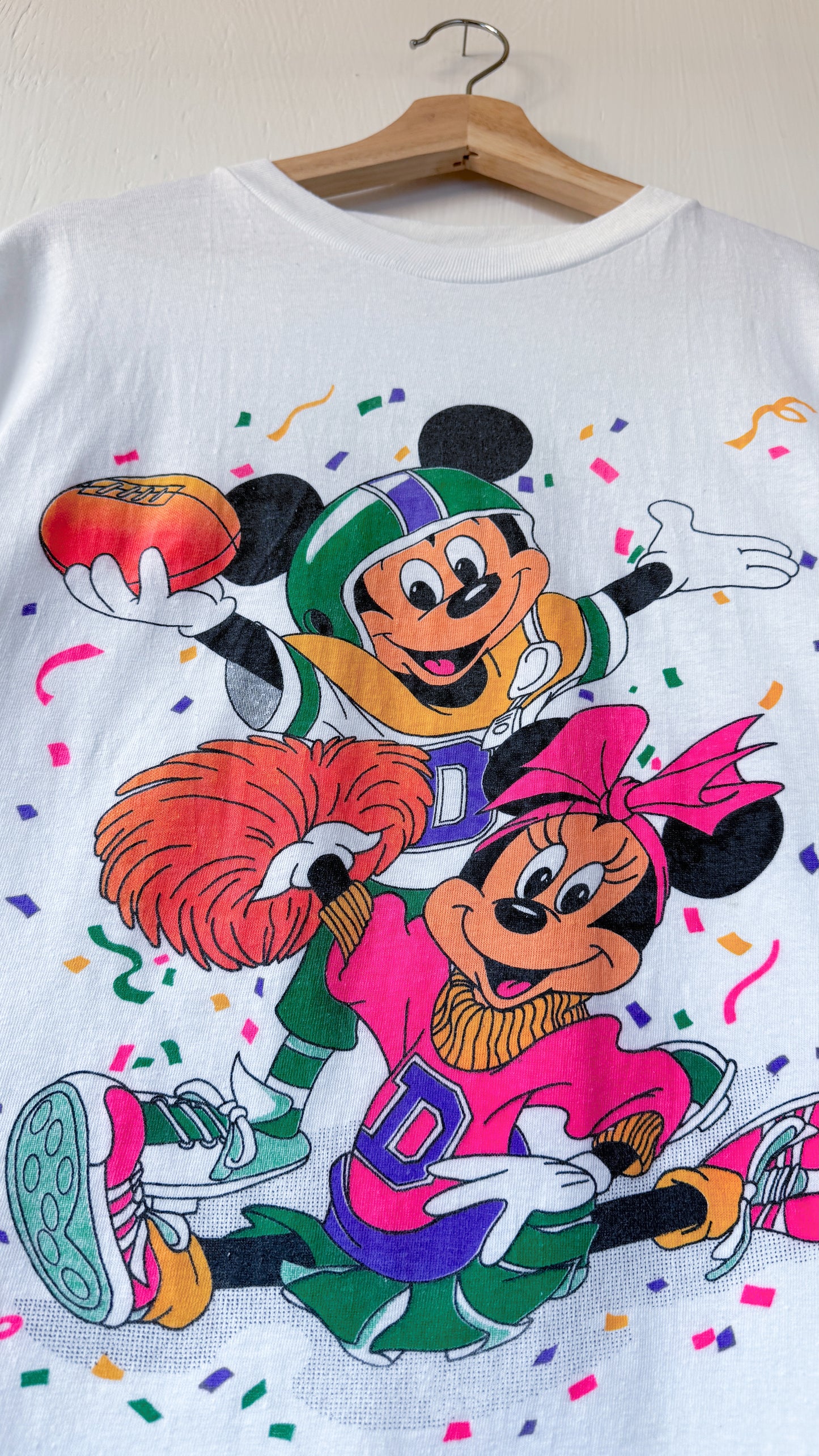 VINTAGE 80’s Mickey Minnie Football Cheerleader Tee - L